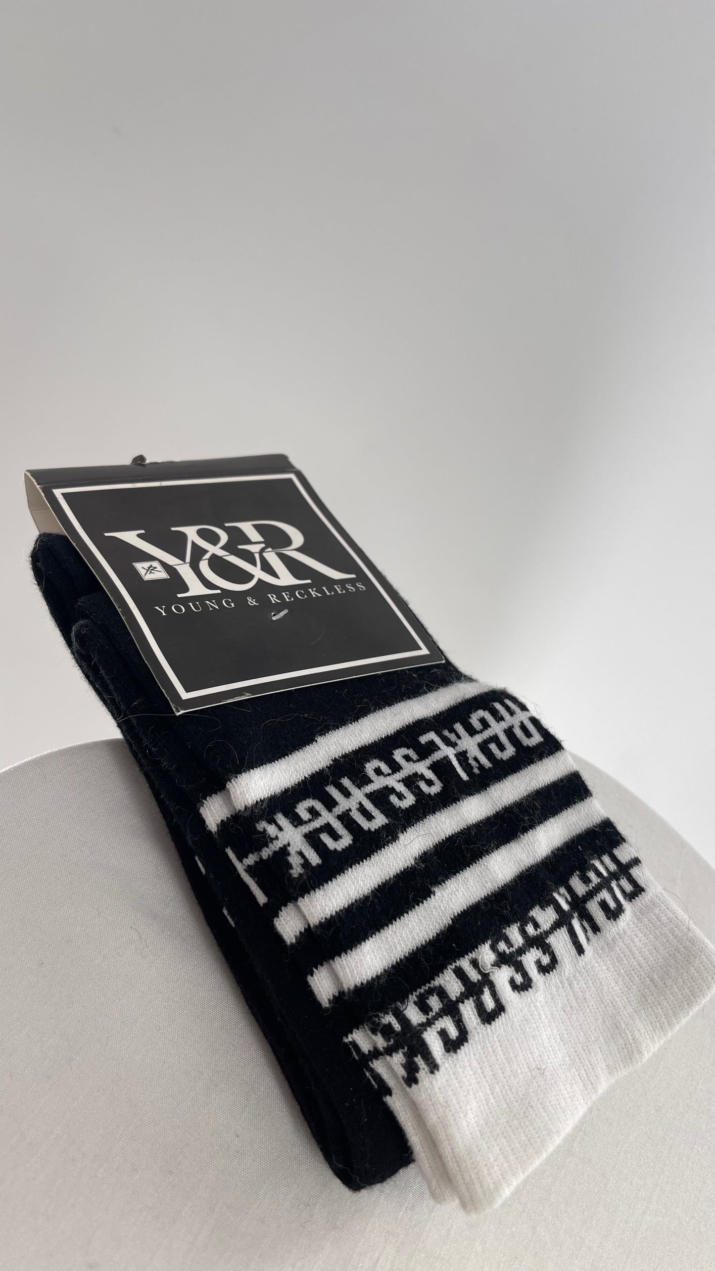 Young & Reckless Black and White Socks