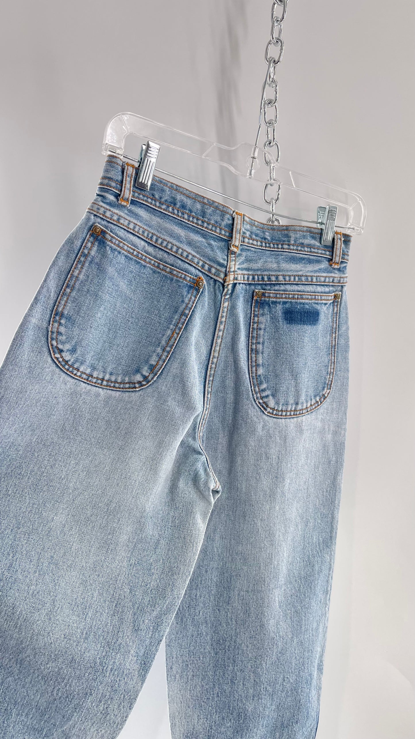 Vintage Sergio Valente Light Blue Ultra High Waisted Mom Jeans with Distressing (28)