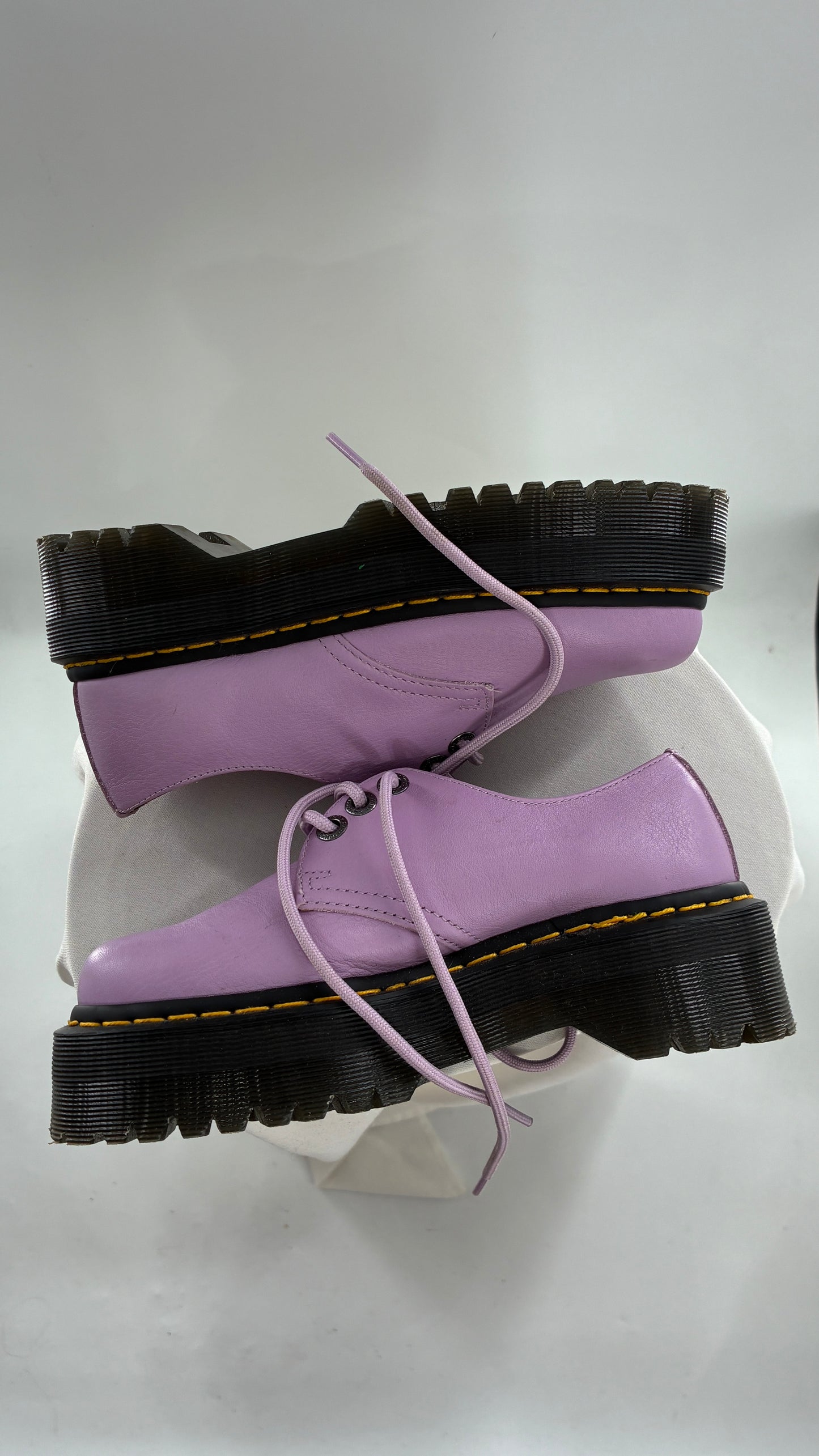 Vintage Dr. Martens 1461 Quad II, Lilac Purple, Pisa Leather Platform Oxfords (6)