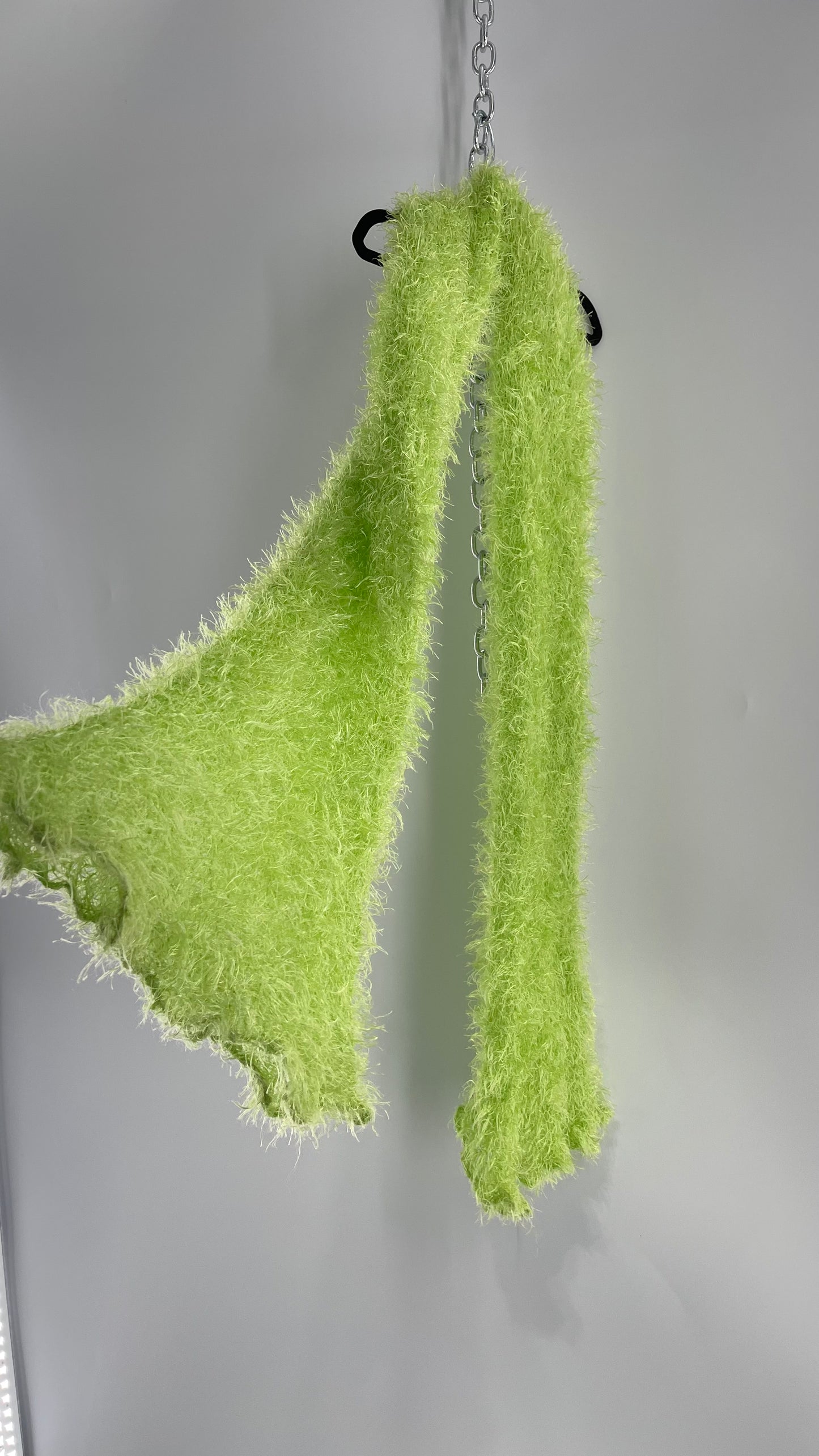 Vintage Green Knit Fuzzy Scarf