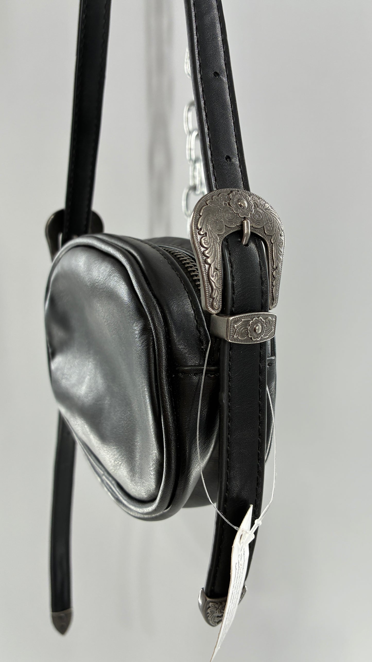 Urban Outfitters Black Vegan Leather Western Buckle Bag