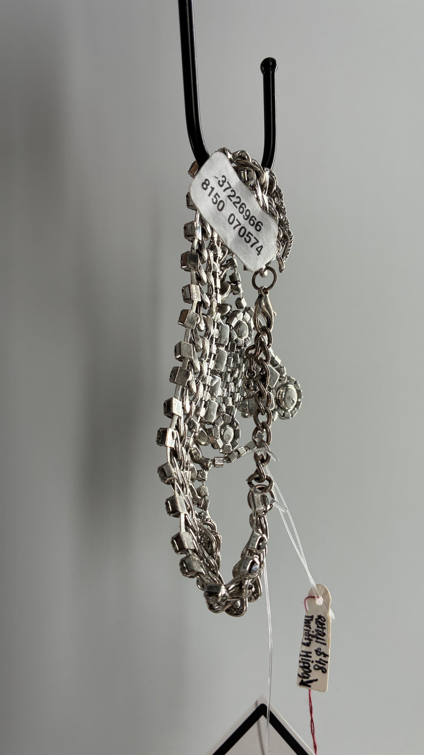 Free People Elaborate Silver Rhinestone Bracelet with Tags Attached