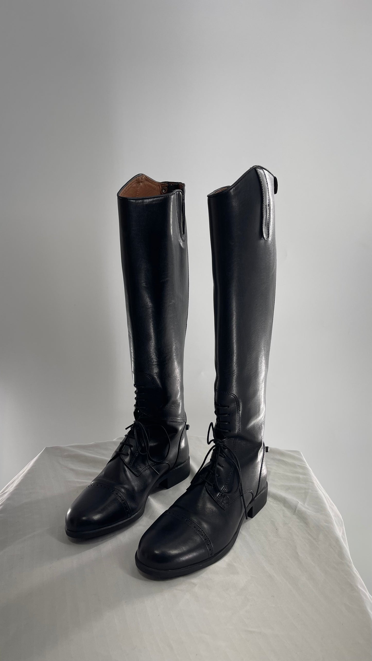 ARIAT Heritage Contour || Black Leather Field Zip Knee High Riding Tall Boots (8)