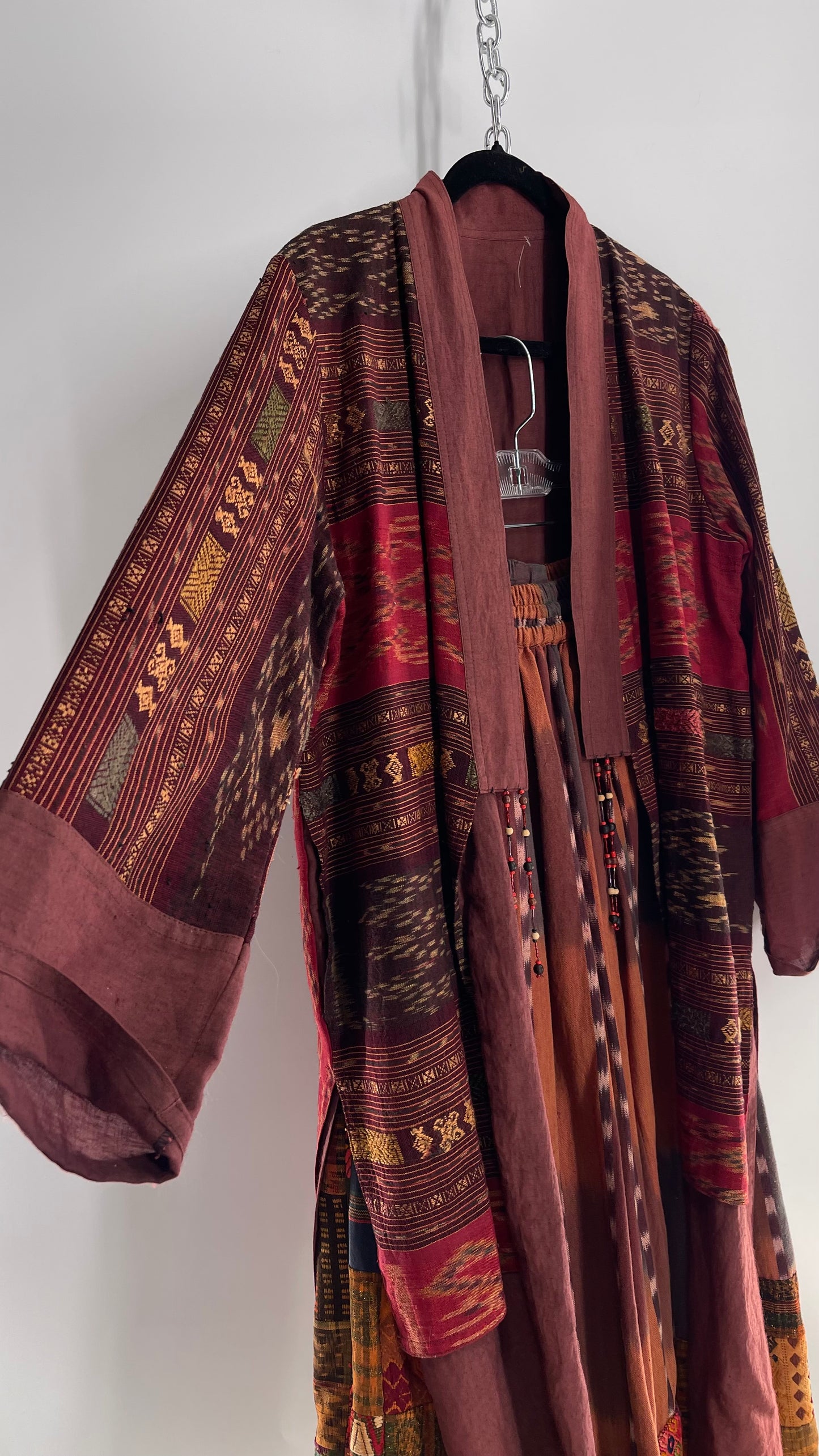 Laise Adzer Vintage Heavily Embroidered, Linen Patchwork Set (M/L)