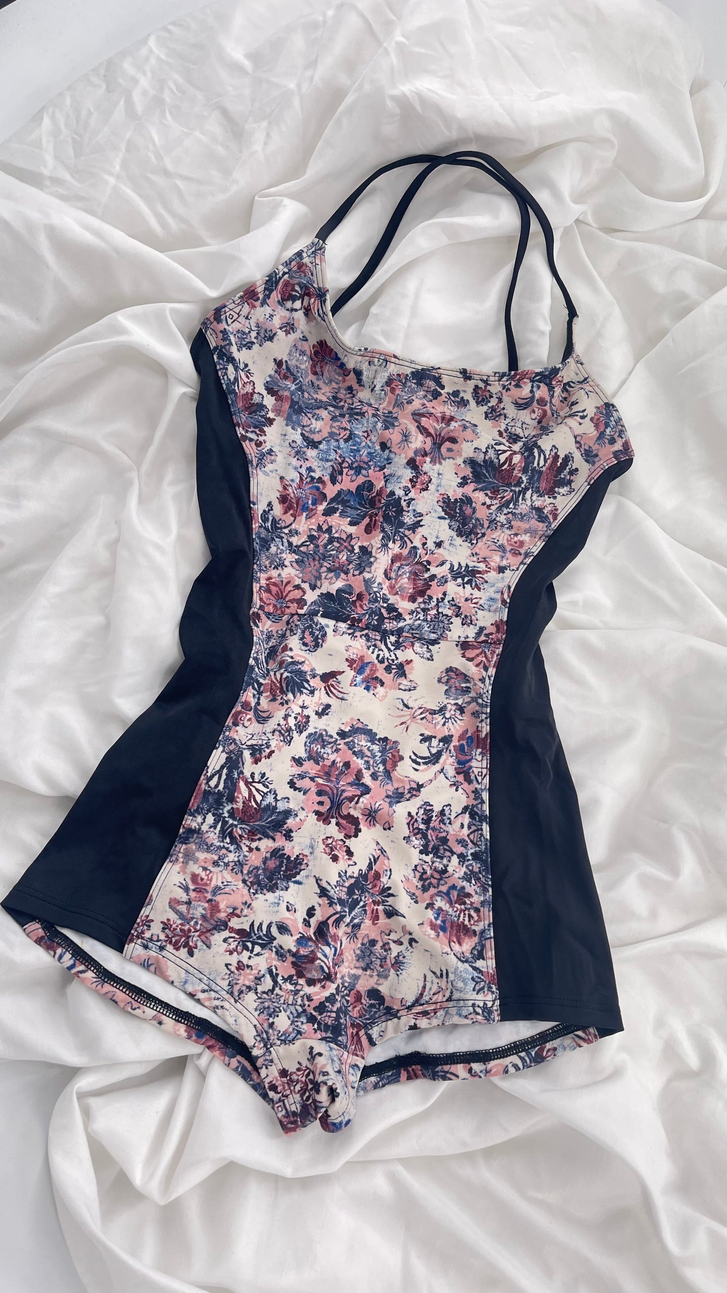 Free People Movement X Onzie Muted Florals and Black Swim Body Suit (S/M)