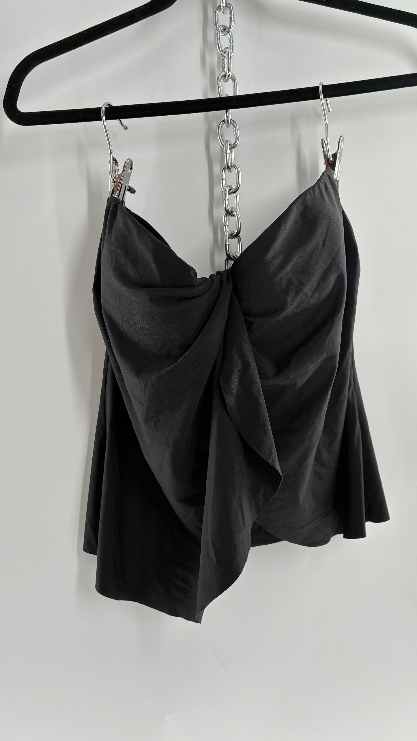 Vintage VINCE CAMUTO Black Strapless Draped Tube Top with Built in Bra (Medium)
