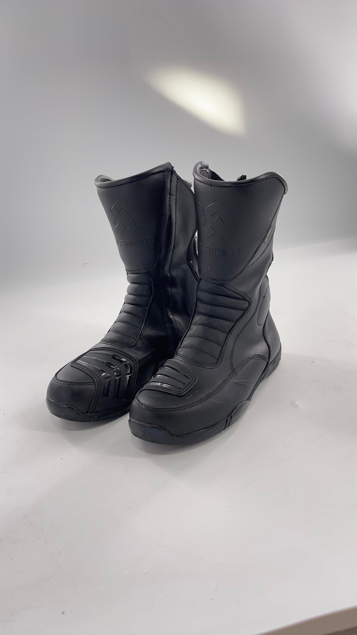 XELEMENT Black Leather Motorcycle Motocross Riding Boots (9.5)
