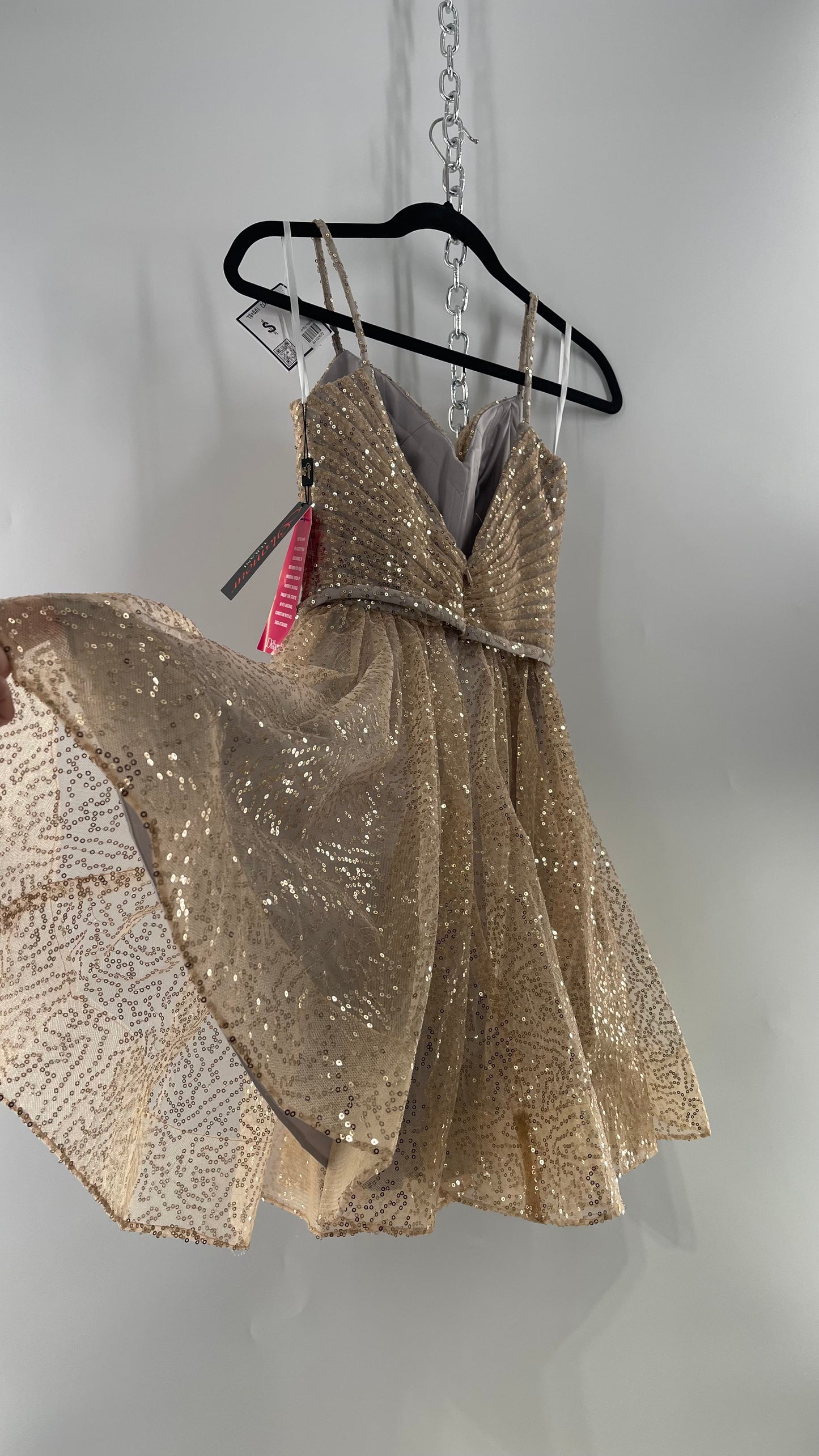 Terani Couture 1922H0420 Sleeveless Gold Sequin Tutu Dress with Ruched Corset Body (0)