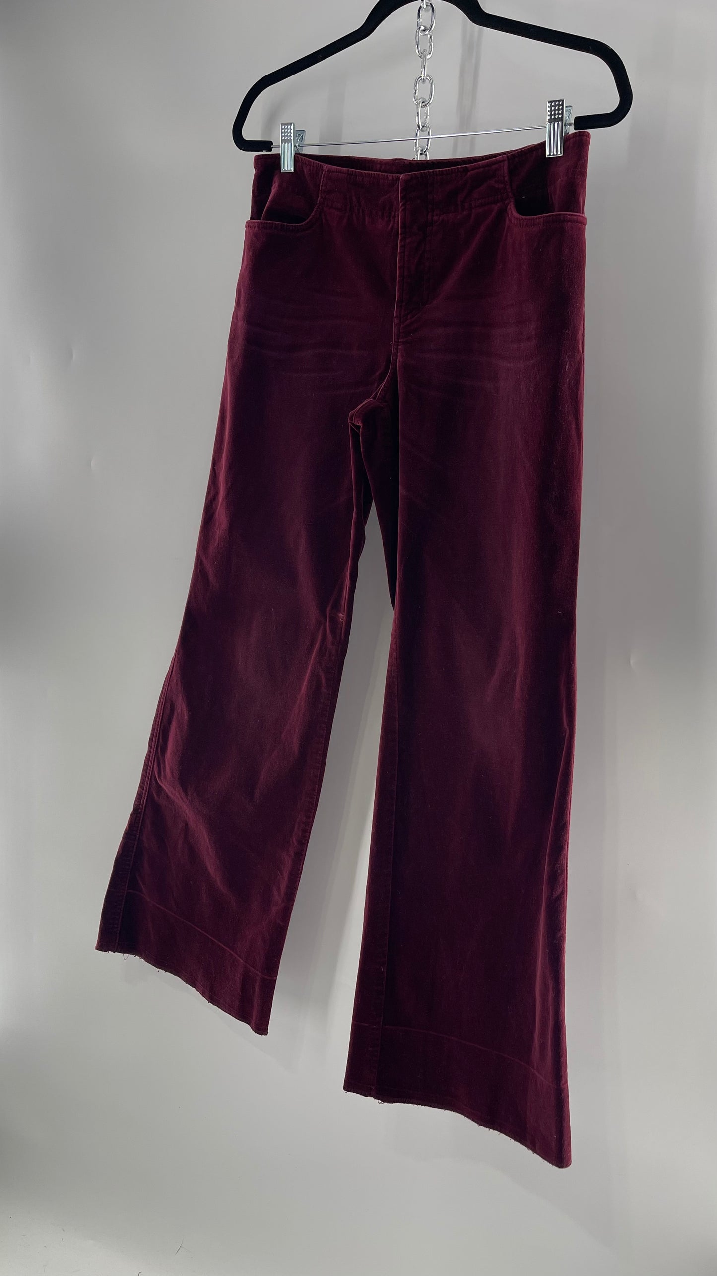 Vintage 90s Express Wine Toned Burgundy Velvet Low Rise Kickflares (7/8)