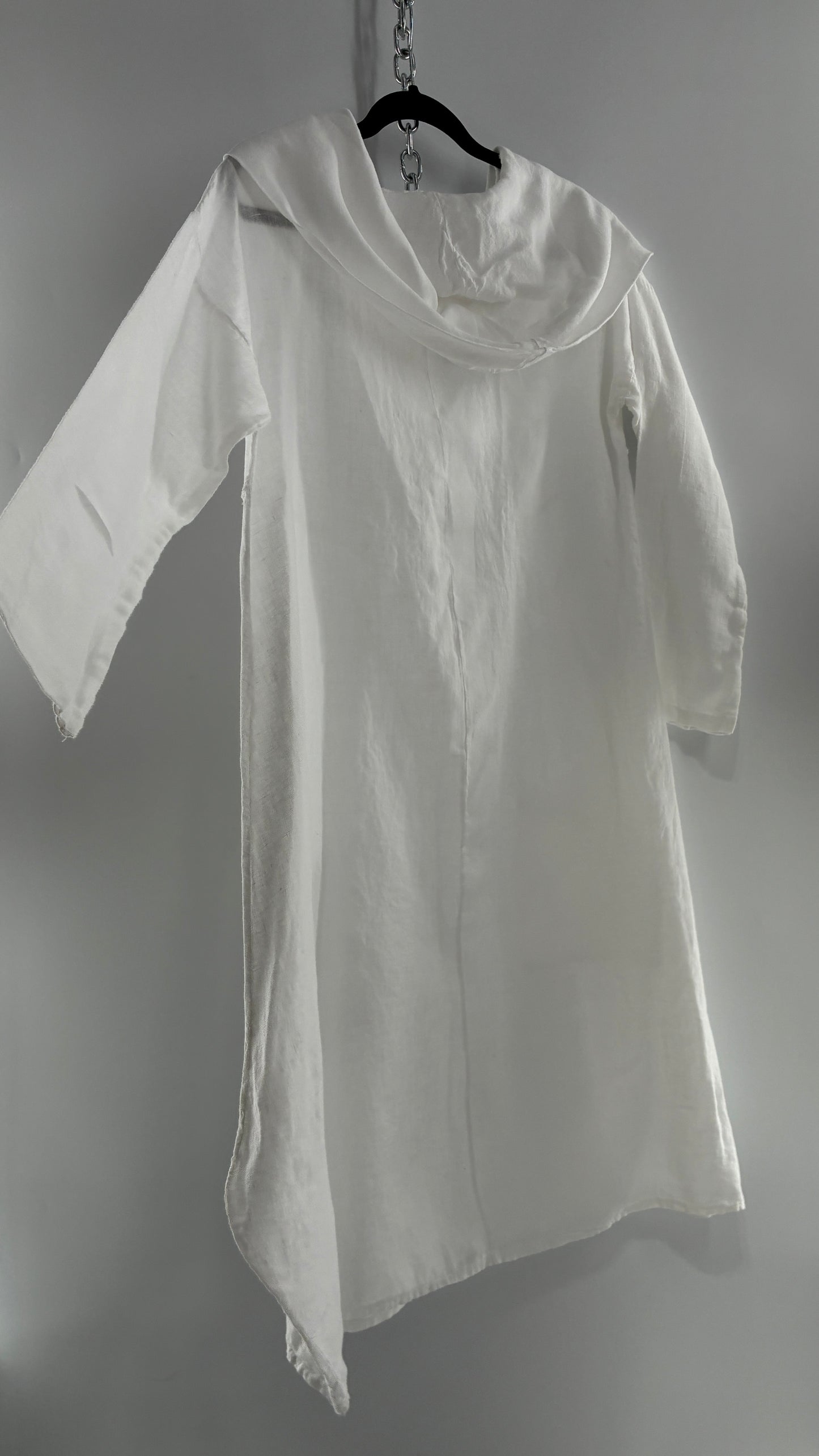 Vintage White 100% Linen Made in Italy Blouse Dress (Large)