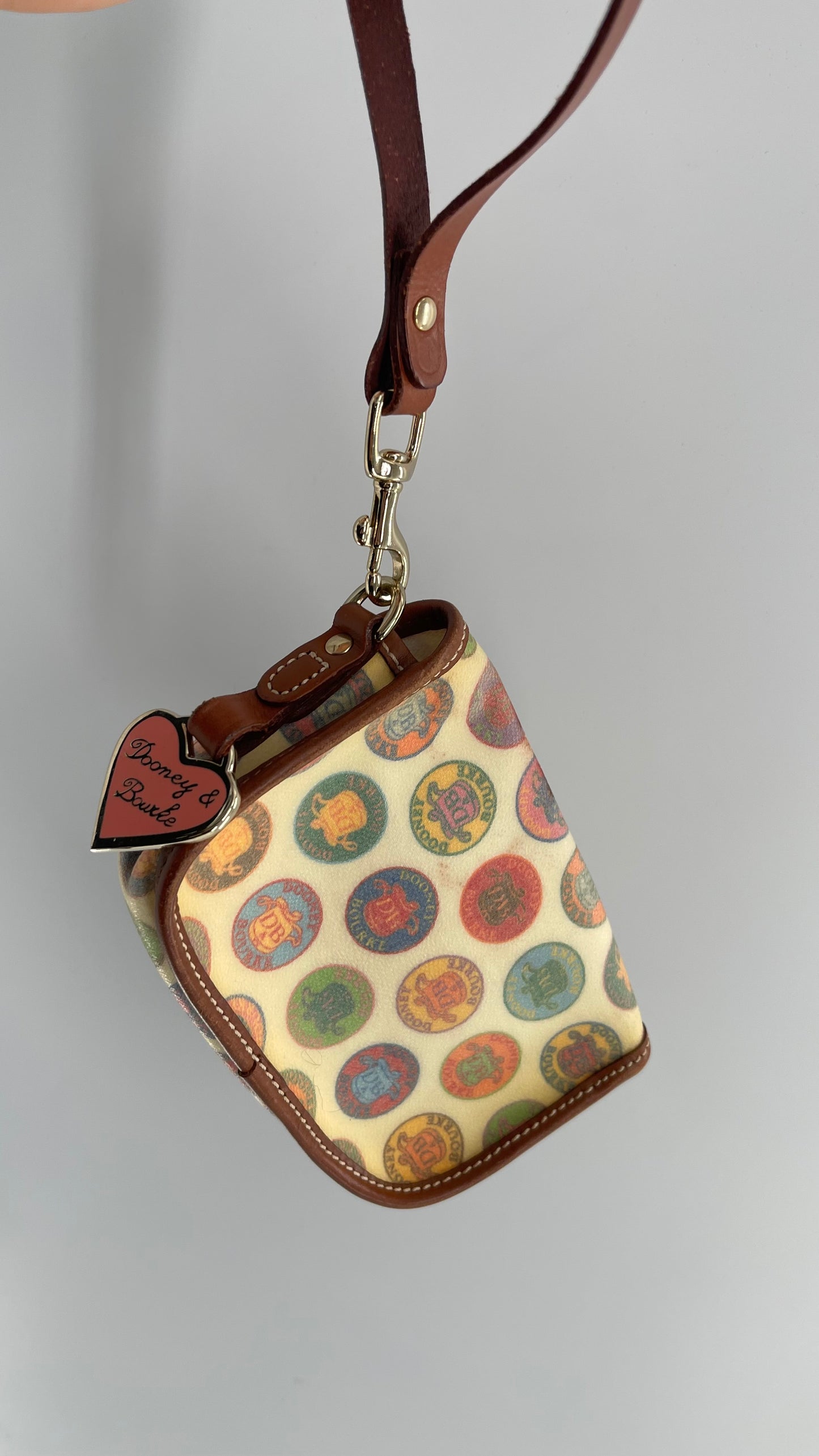 Vintage Dooney & Bourke Coin Purse/ Wristlet with Heart Shaped Charm