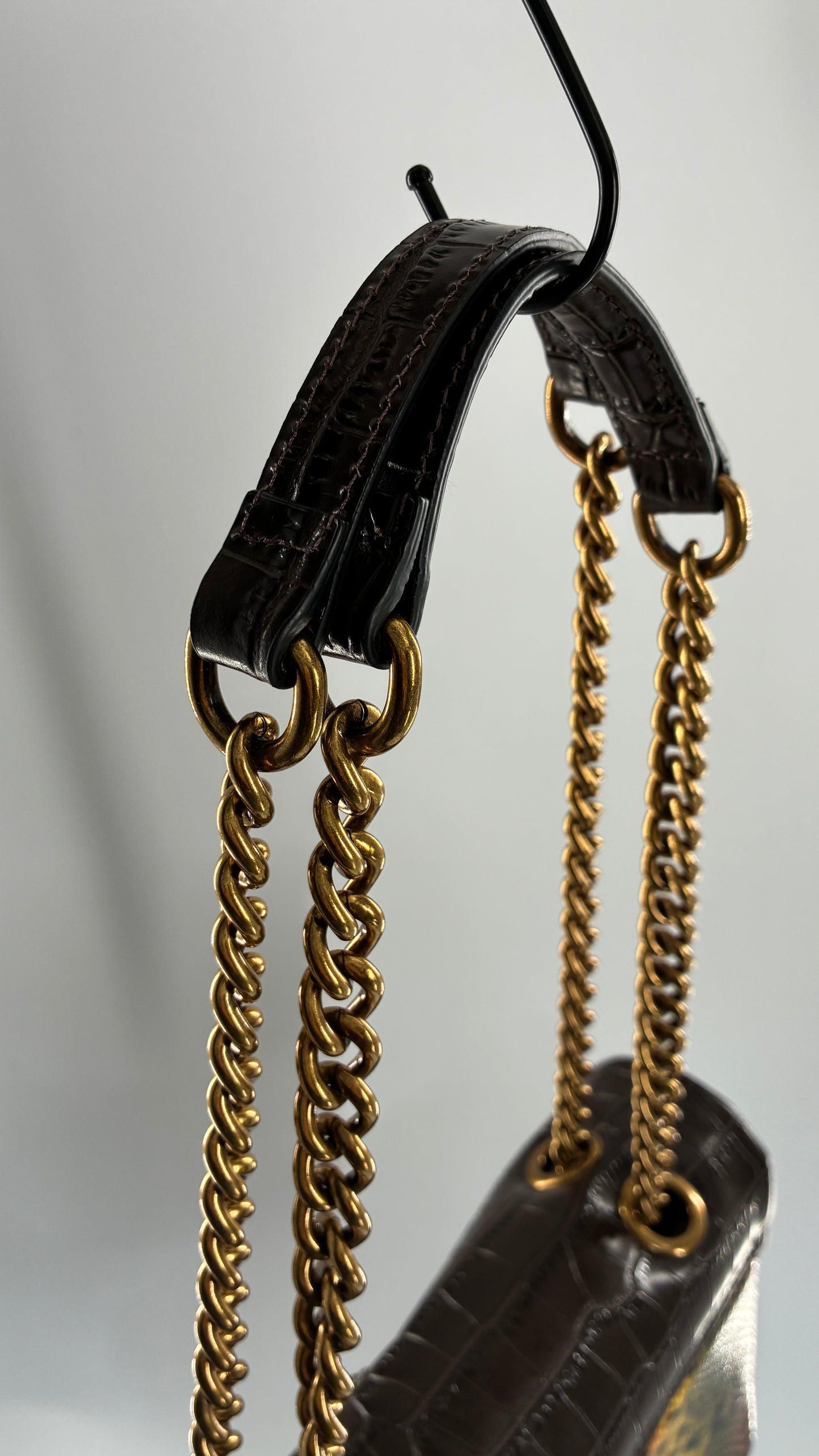 KURT GEIGER London Kensington Croc and Python Embossed Leather Crossbody Bag