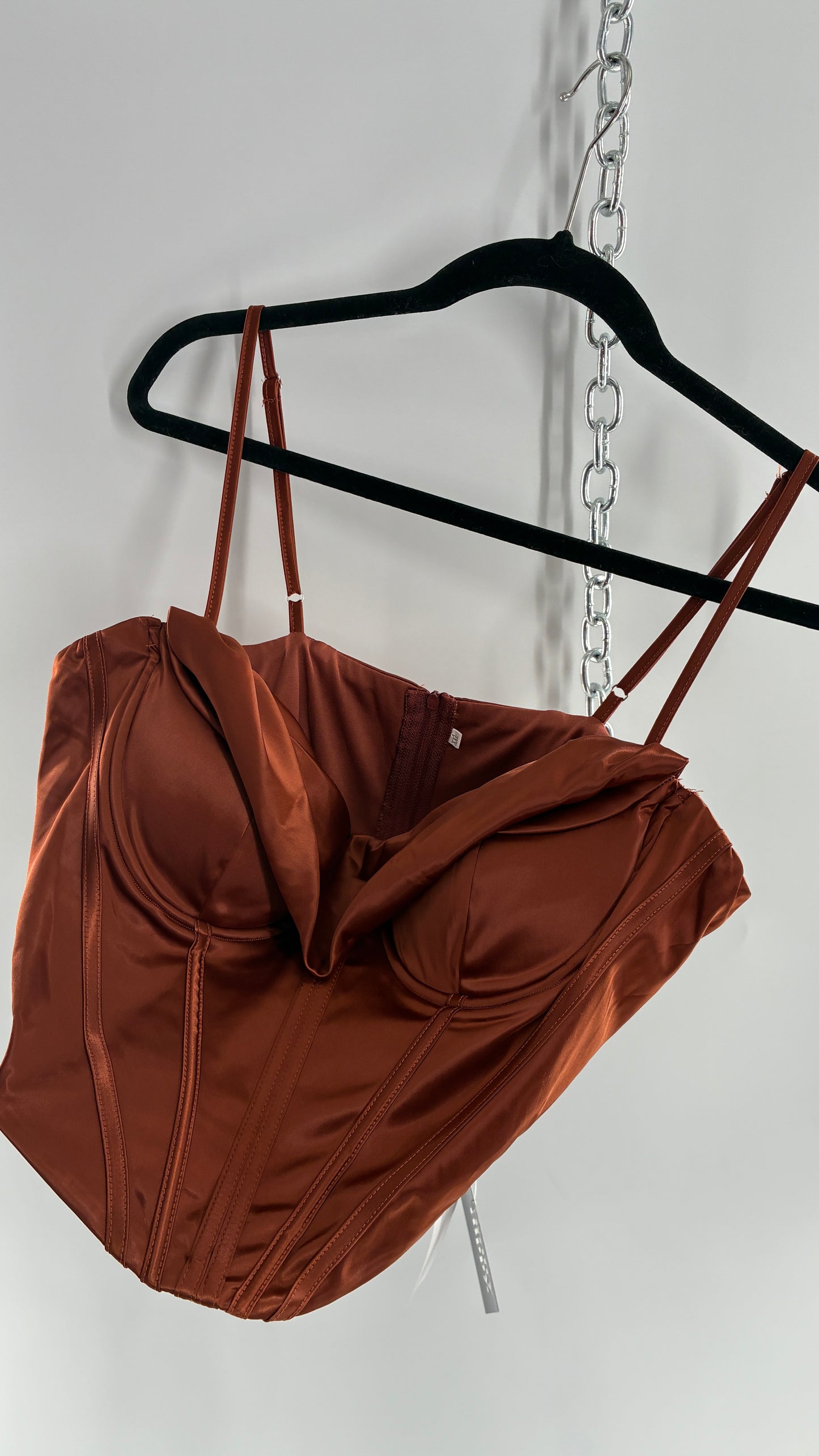 PARTHEA Bronze Corset with Drape Neckline and Tags Attached (XXL)