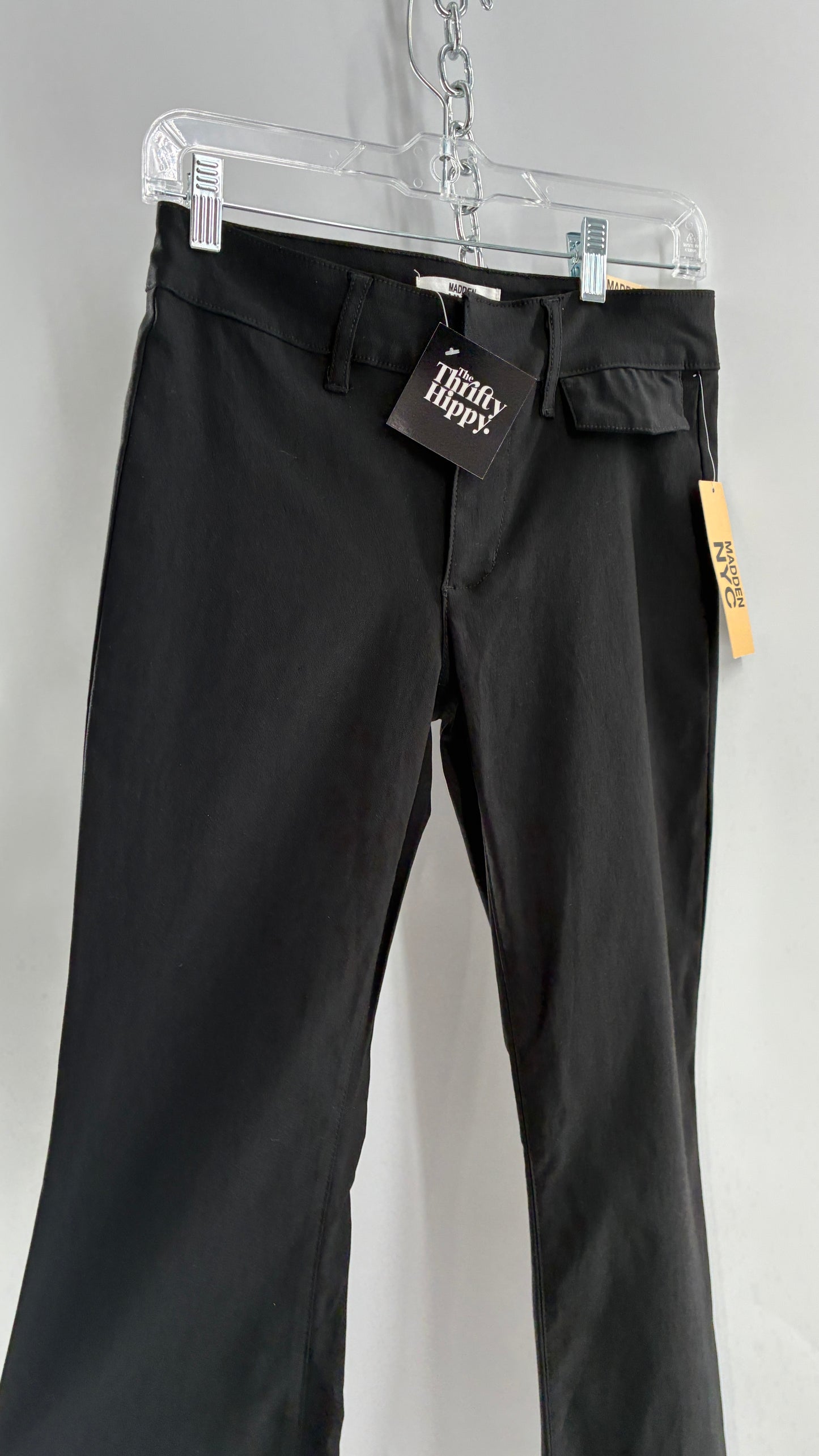 Deadstock Vintage MADDEN NYC Stretchy Black Mid Rise Flare (Small)