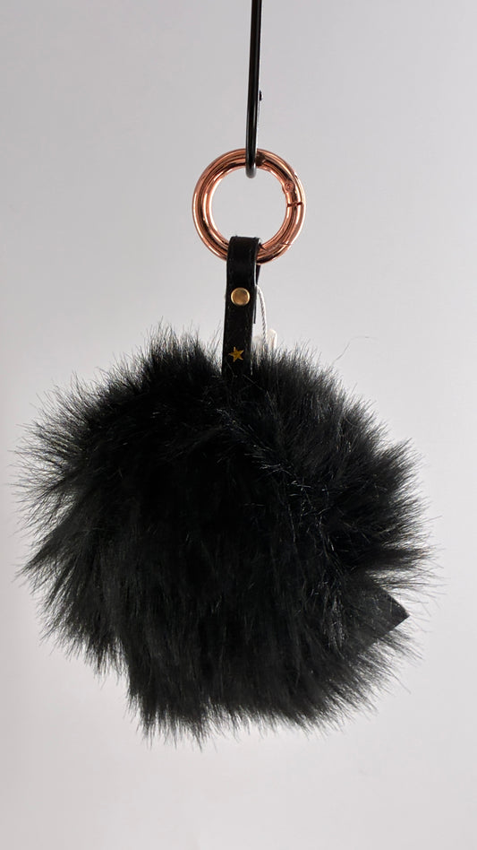 Free People Black Pom Pom Keychain