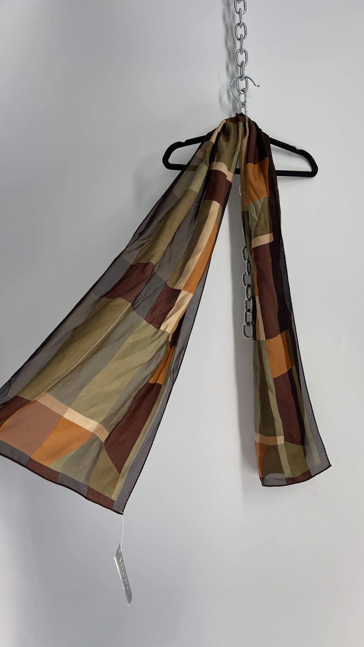 Vintage Oscar de la Renta Brown Abstract Scarf