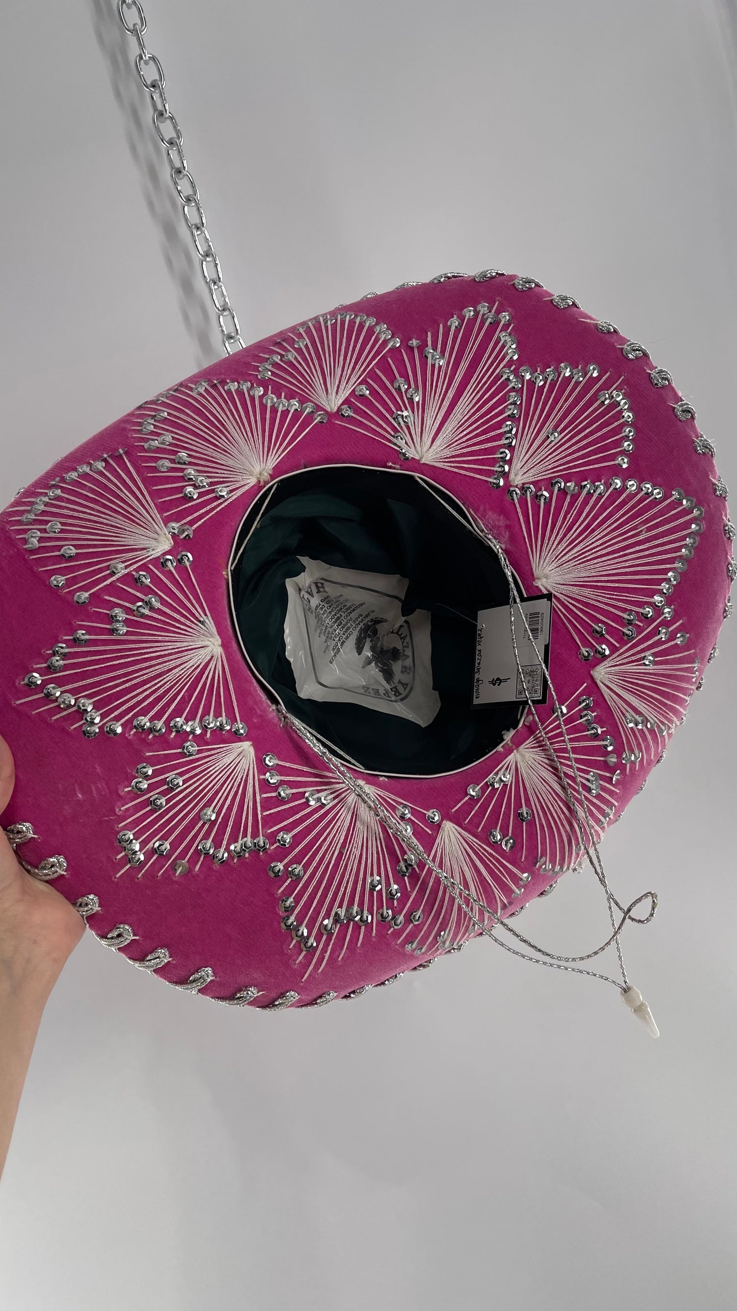 Vintage 1970s Pink and Silver Salazar Yepez Sombrero