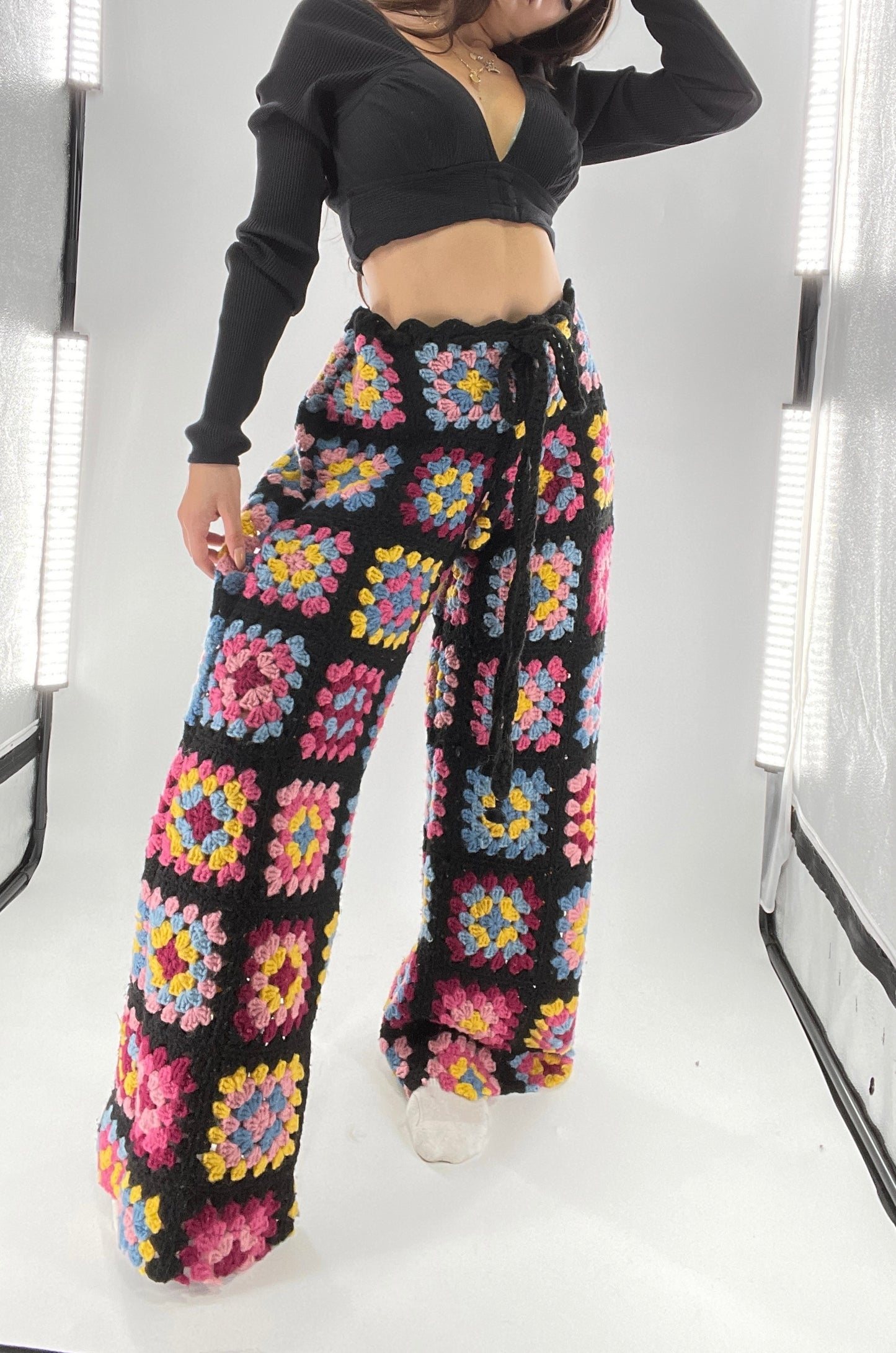 CUSTOM Handmade Granny Square High Contrast Lounge Pants (XS/S/M/L)