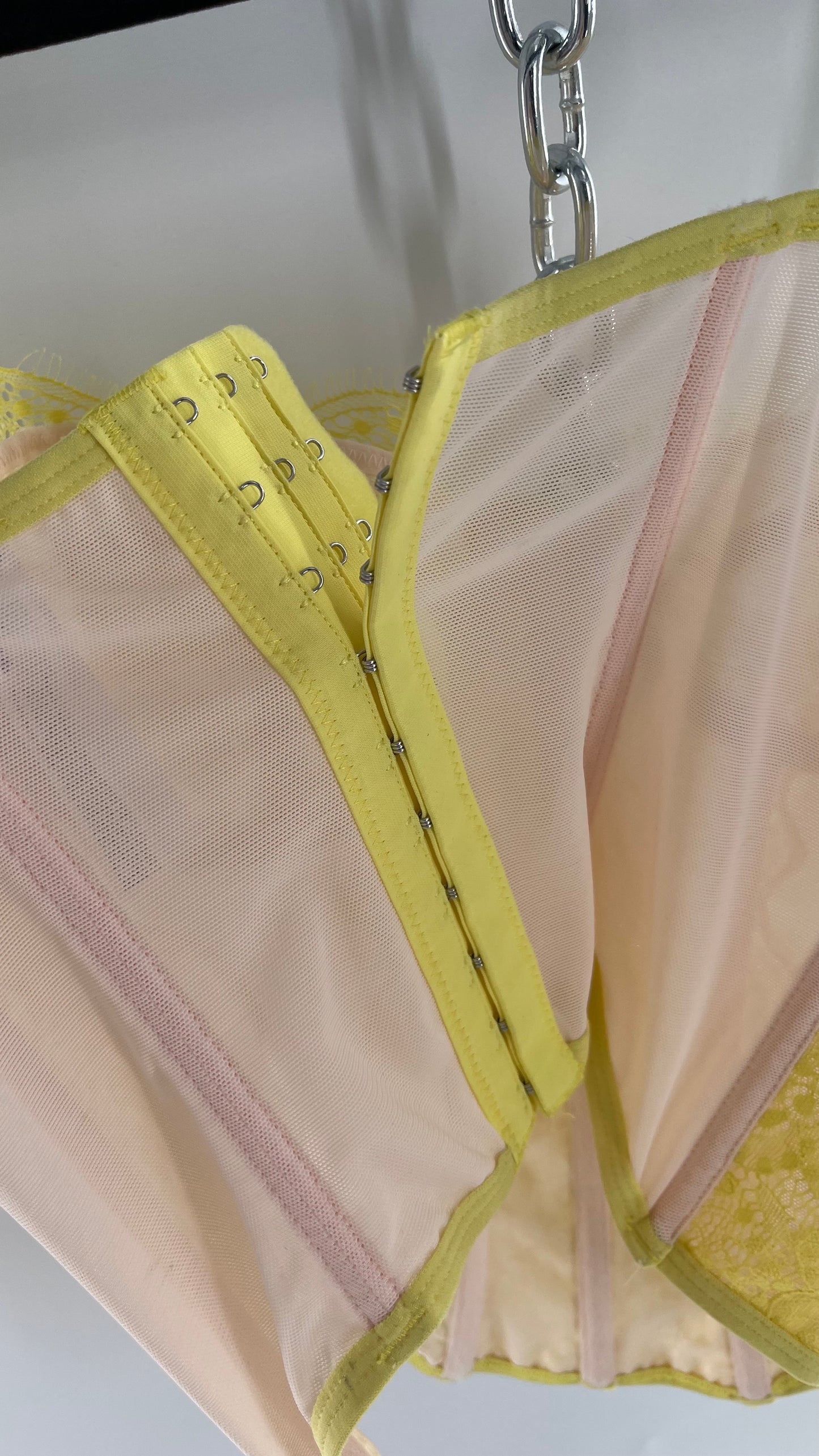 Urban Outfitters Yellow Lace Corset with Boning (Large)