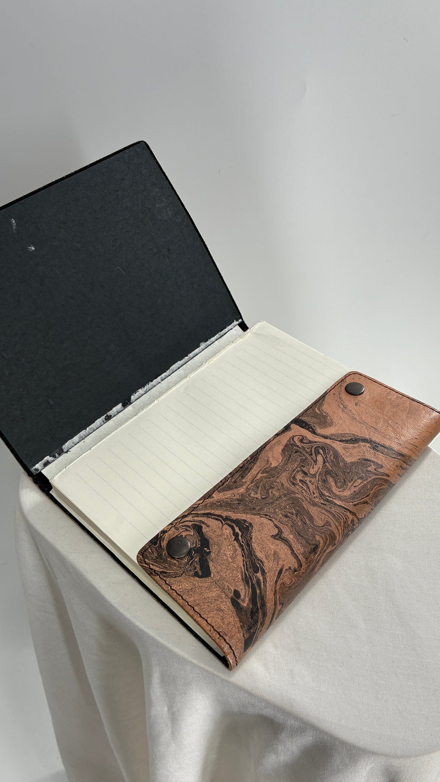 Urban Outfitters Marbled Pink/Grey Leather Bound Notebook
