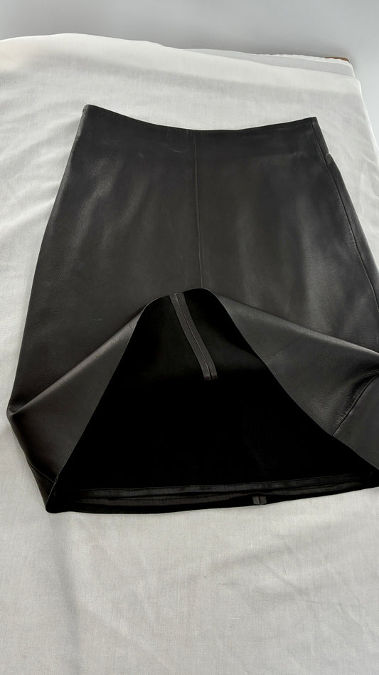 IRIS & INK 100% Black Lamb Leather Skirt (10)