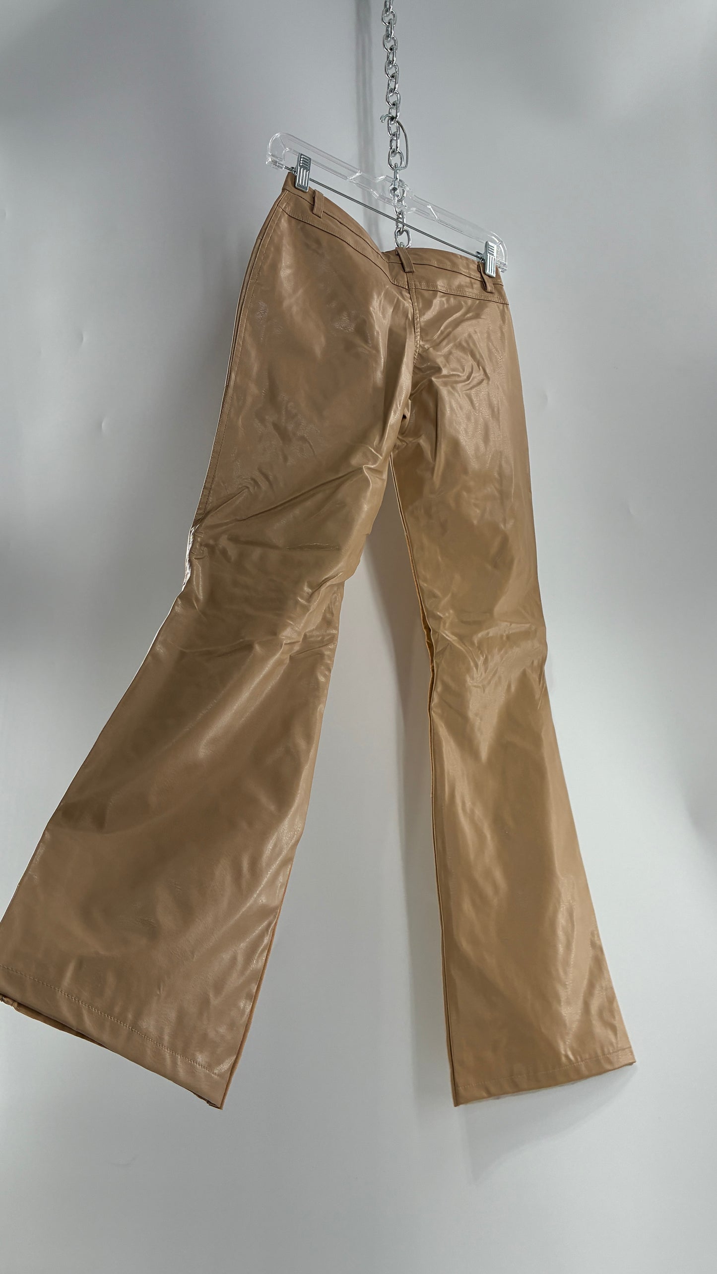 Vintage OUTER EDGE Patchwork Vegan Leather Kickflares with Tie Up Waistline (3)