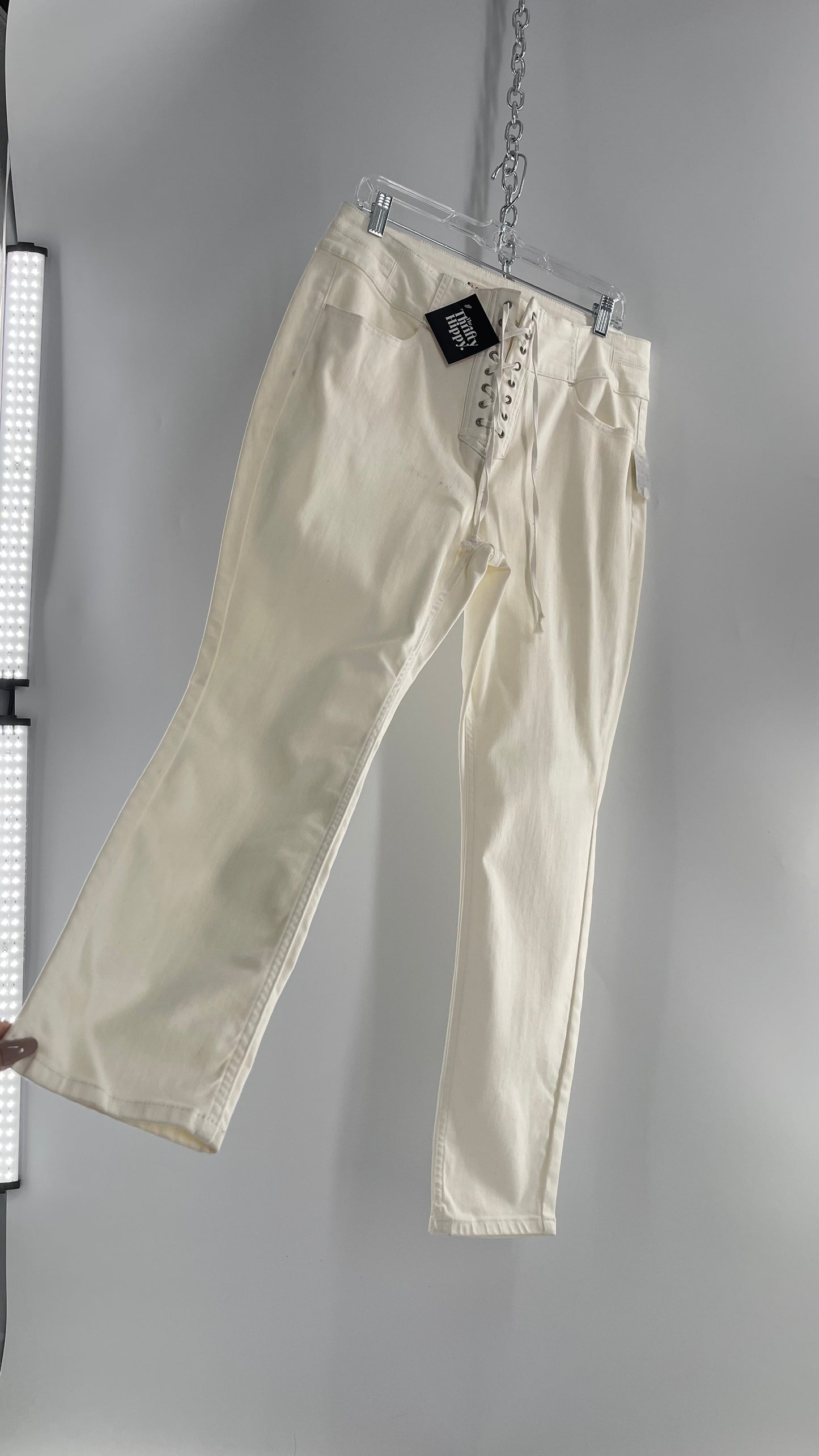 Free People Curvy Jeans With Lace up Detail (Size 32)
