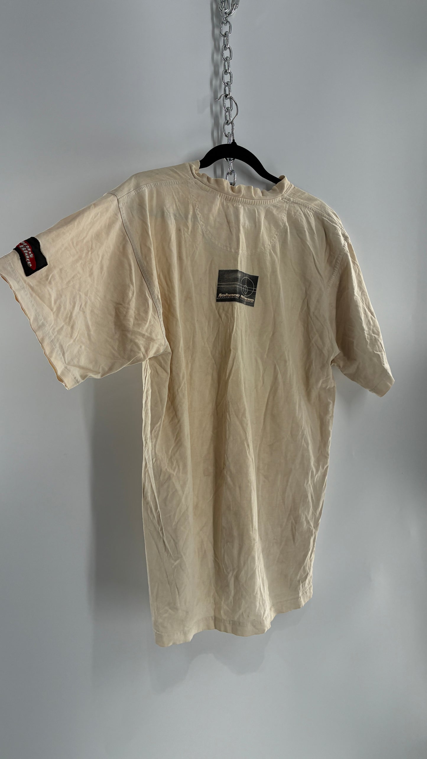Vintage JOHNNY BLAZE Distressed, Rugged Graphic T Shirt (L)