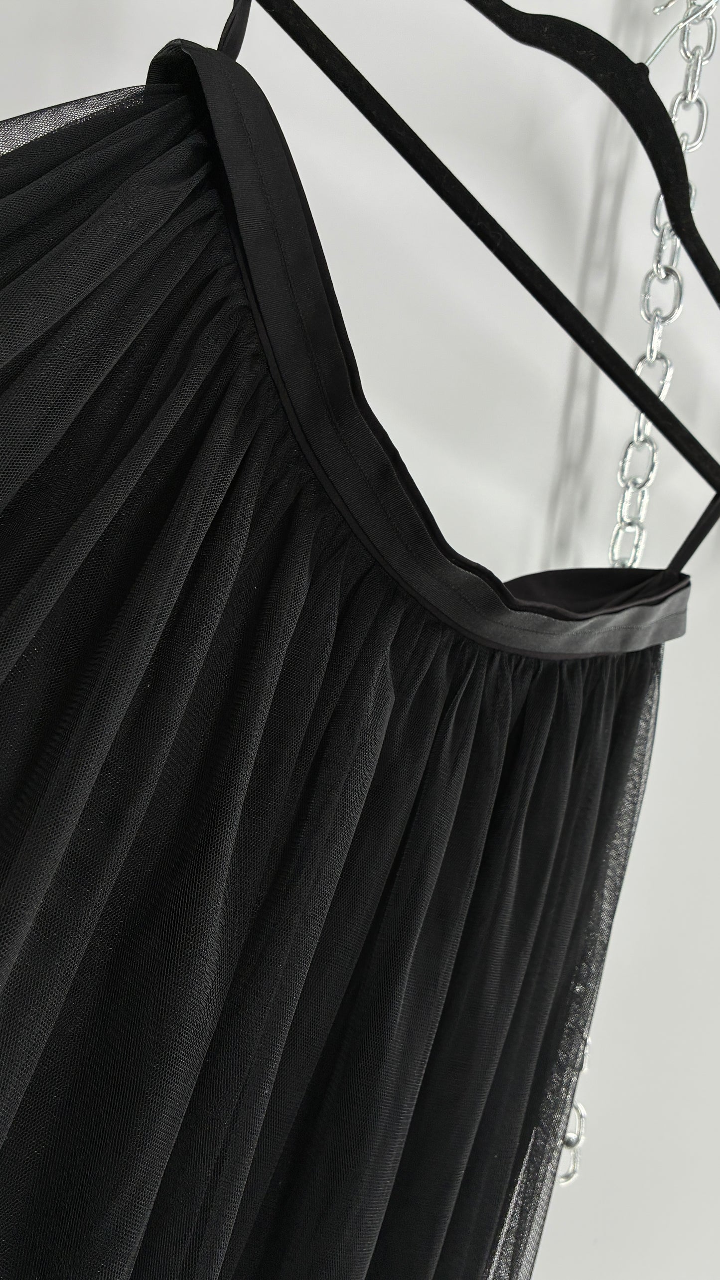 Needle & Thread Voluminous Black Multi Layer Mesh Full Length Skirt with Ribbon Waistline with Tags Attached (10)