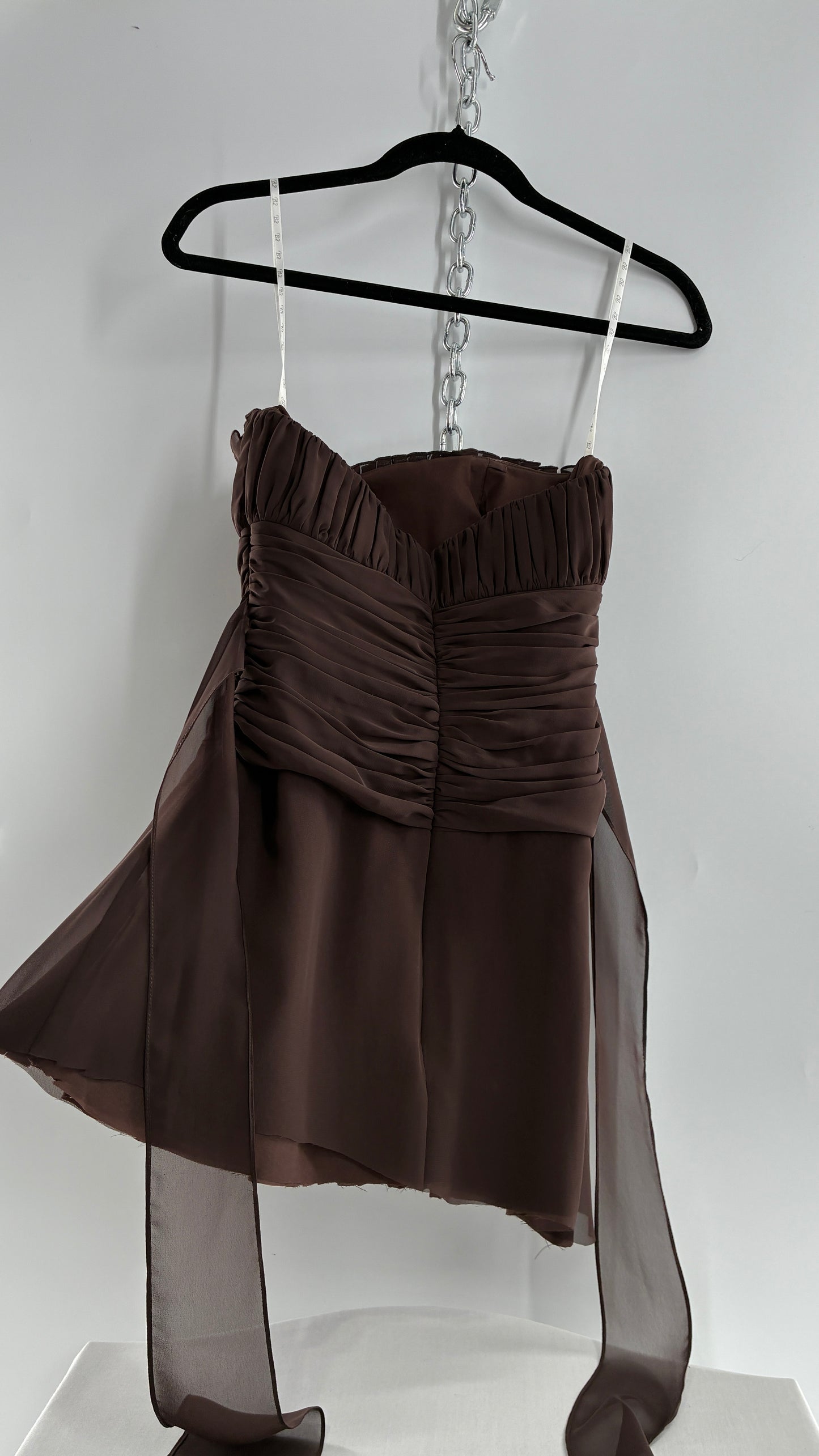 Vintage Brown Ruched Chopped Blouse with Pleated Bust (6)