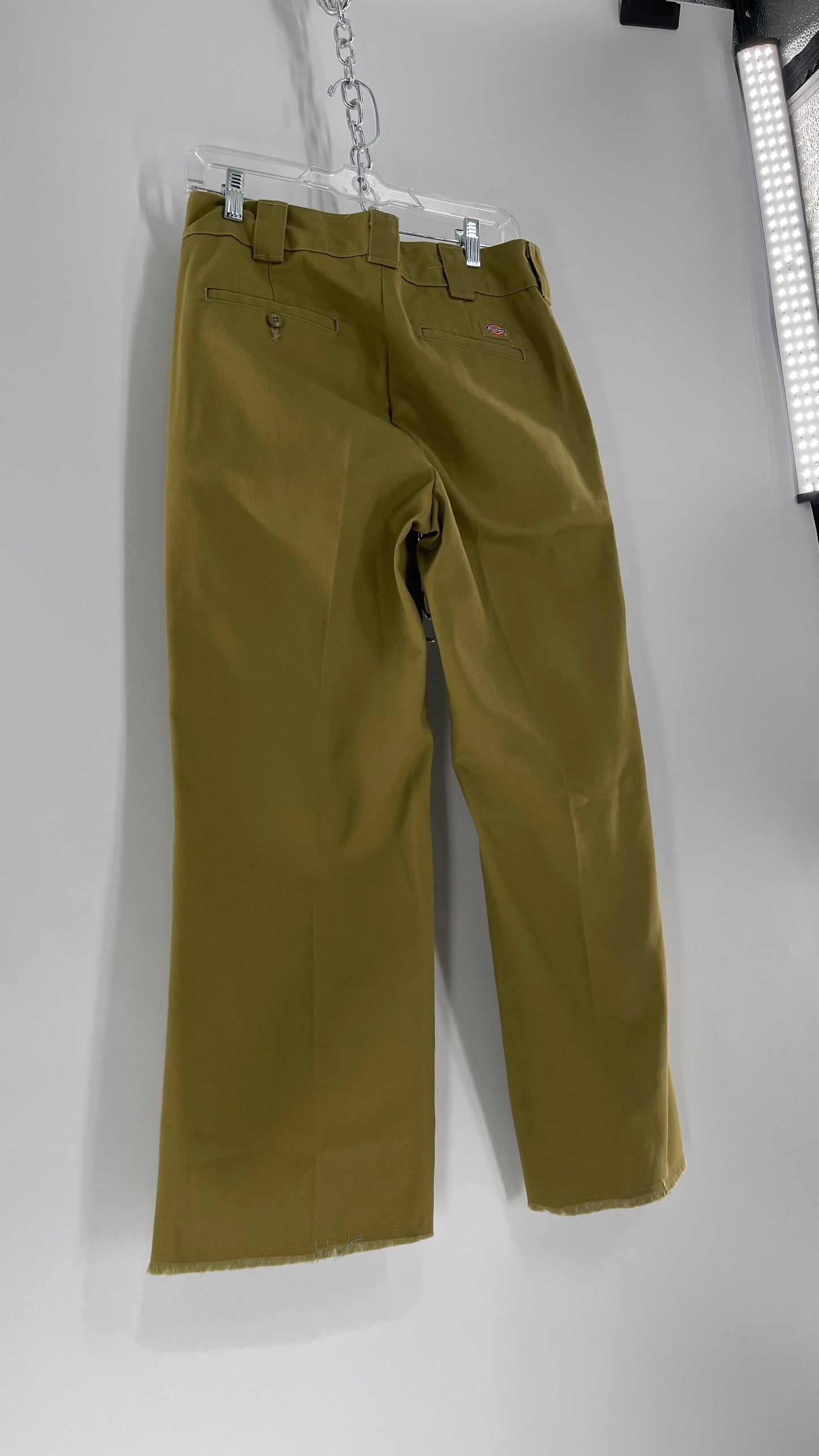 Dickies Mustard Green Cropped with Raw Edge Hem (4)