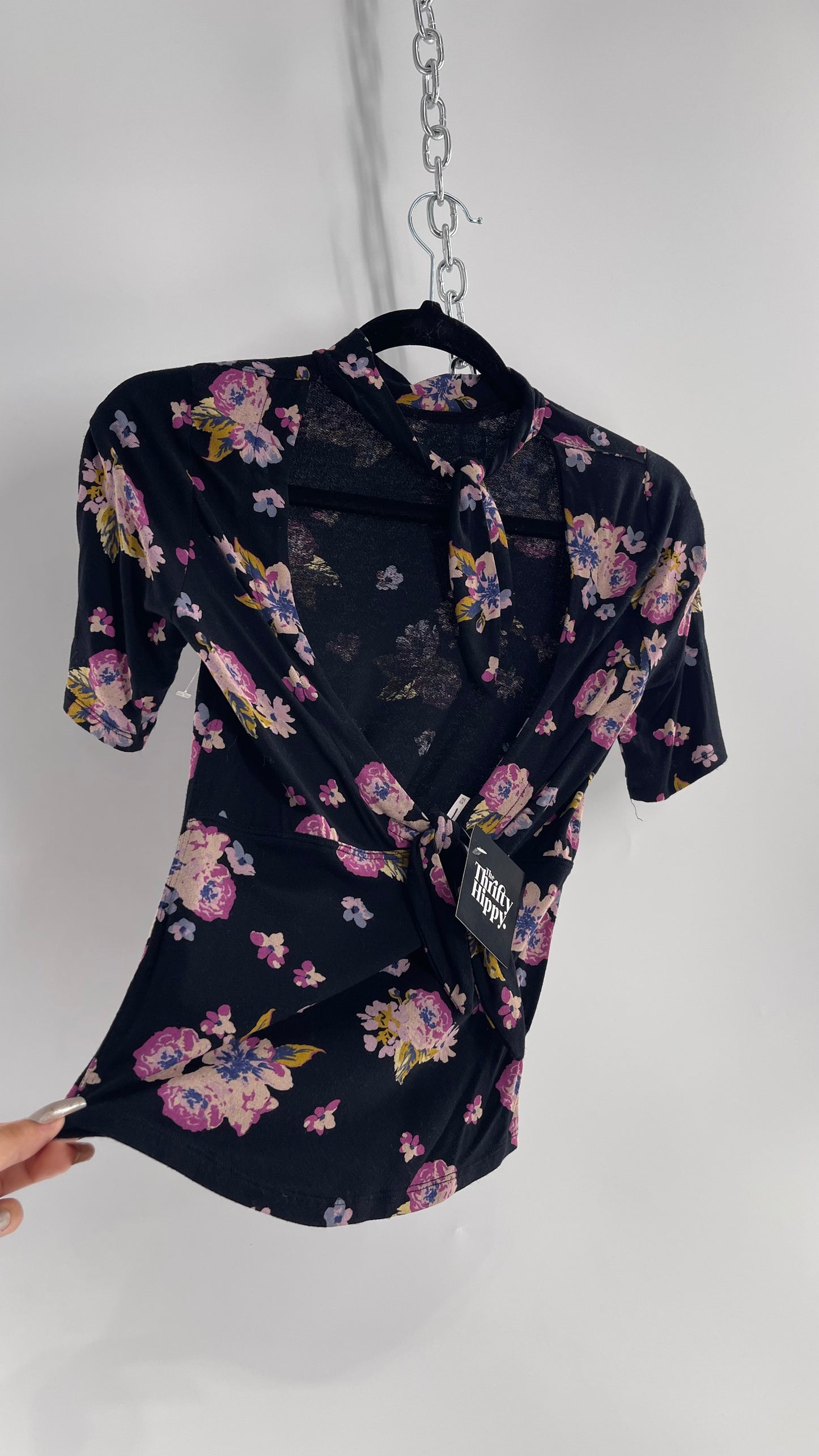 Free People Floral Open Tied Up Back - (Size XS)