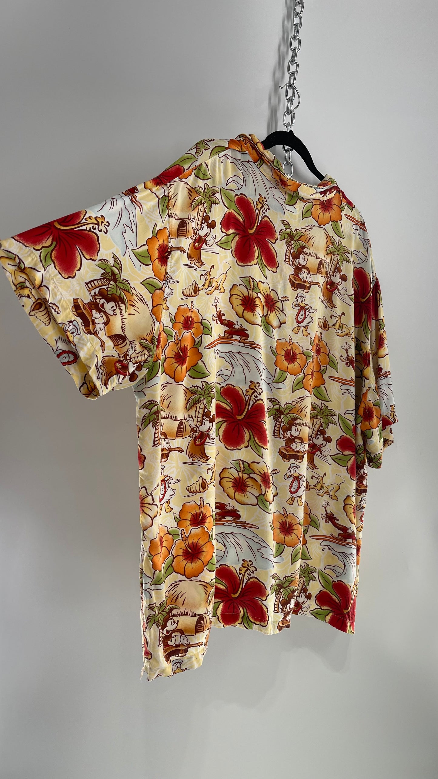 Vintage Disney Parks Tropical Cartoon Button Up (XXL)