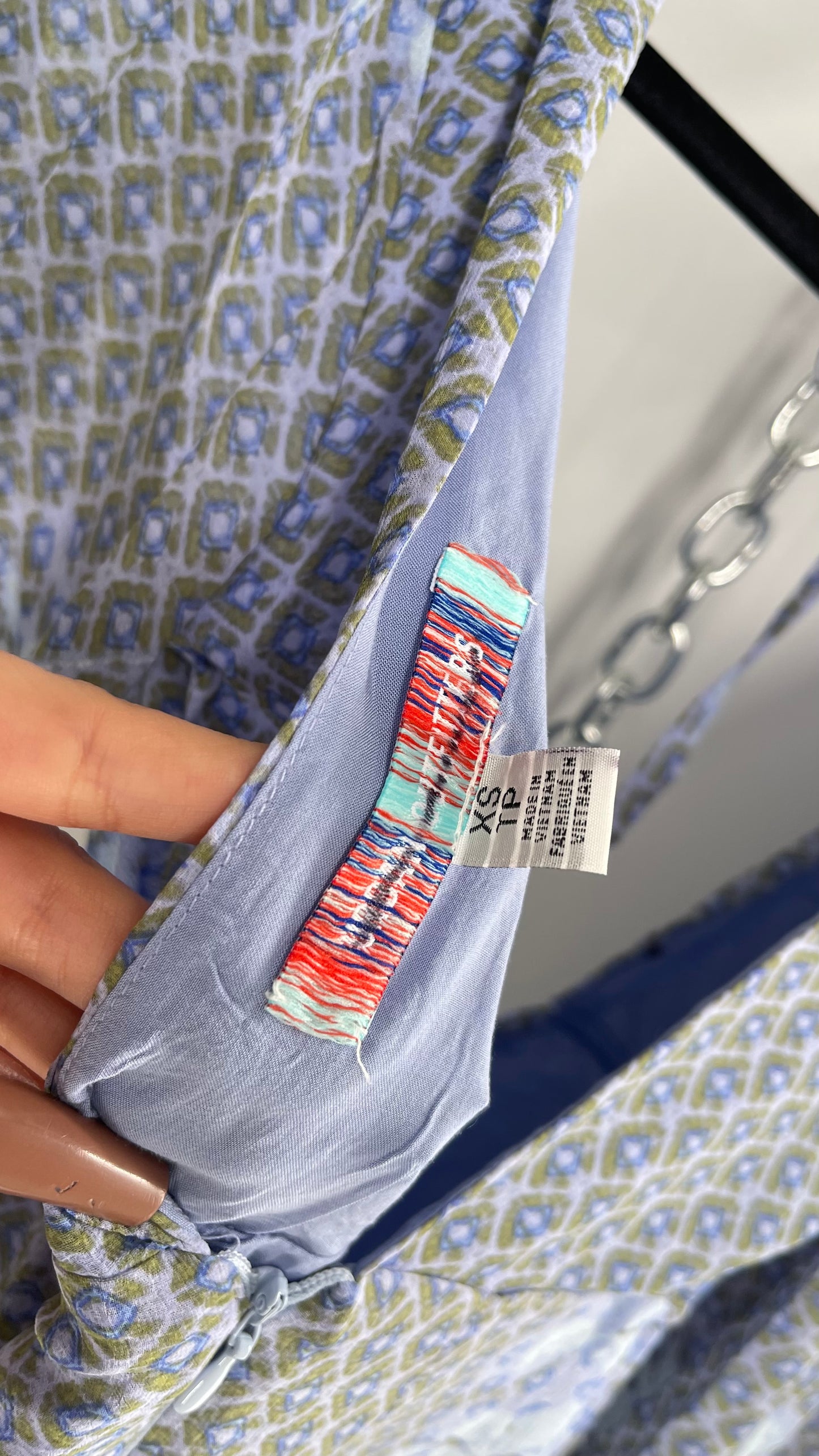 Urban Outfitters Powder Blue Balloon Sleeve Floral Mini (XS)