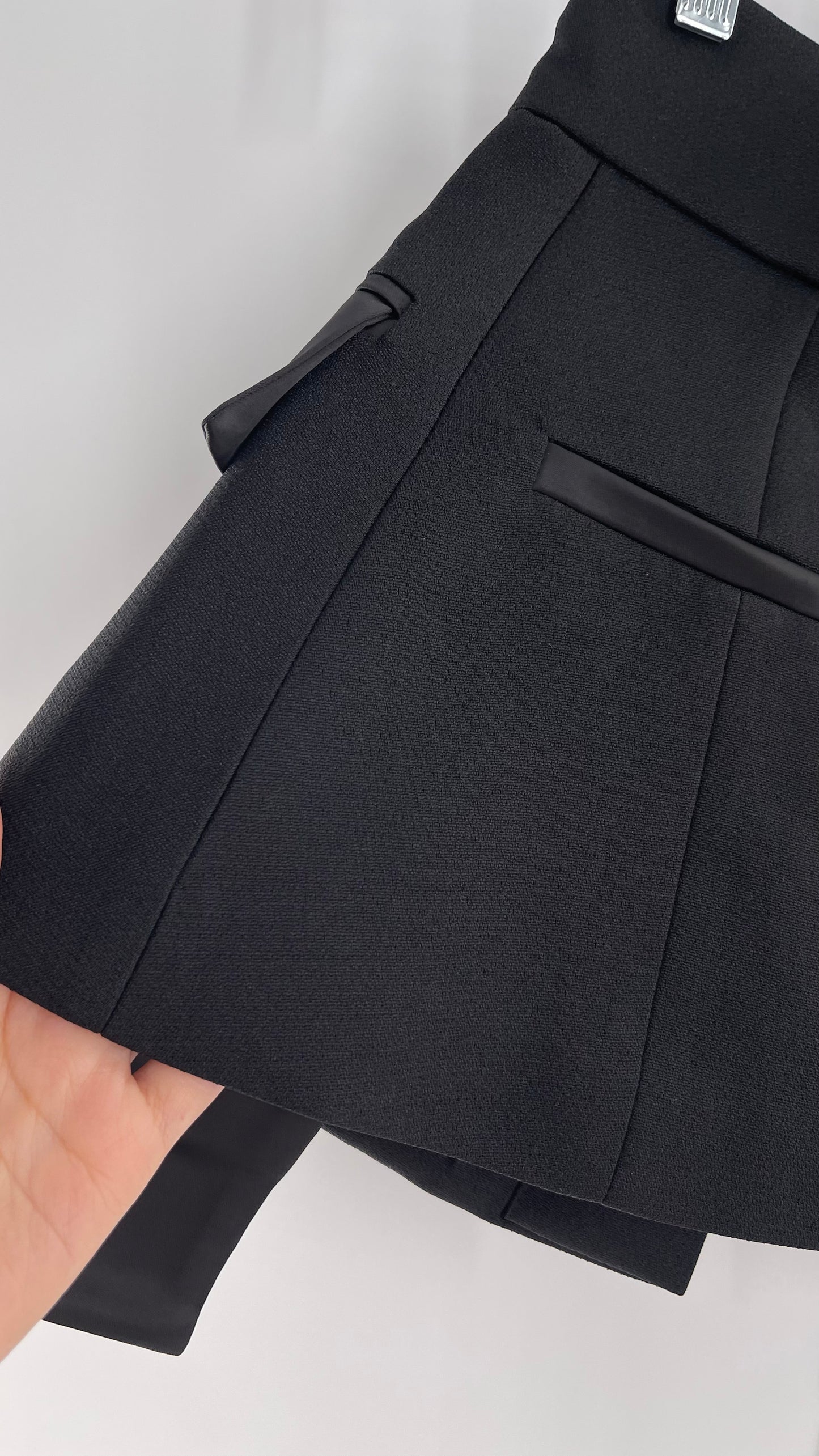 Black Skirt Belt Covered in Crystal Embellishments with Satin Flap Pockets (Medium)