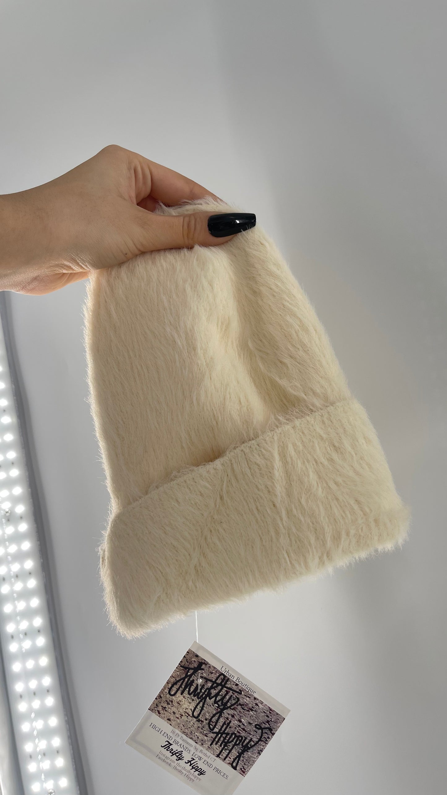 Anthropologie Sleeping on Snow White Fuzzy Beanie