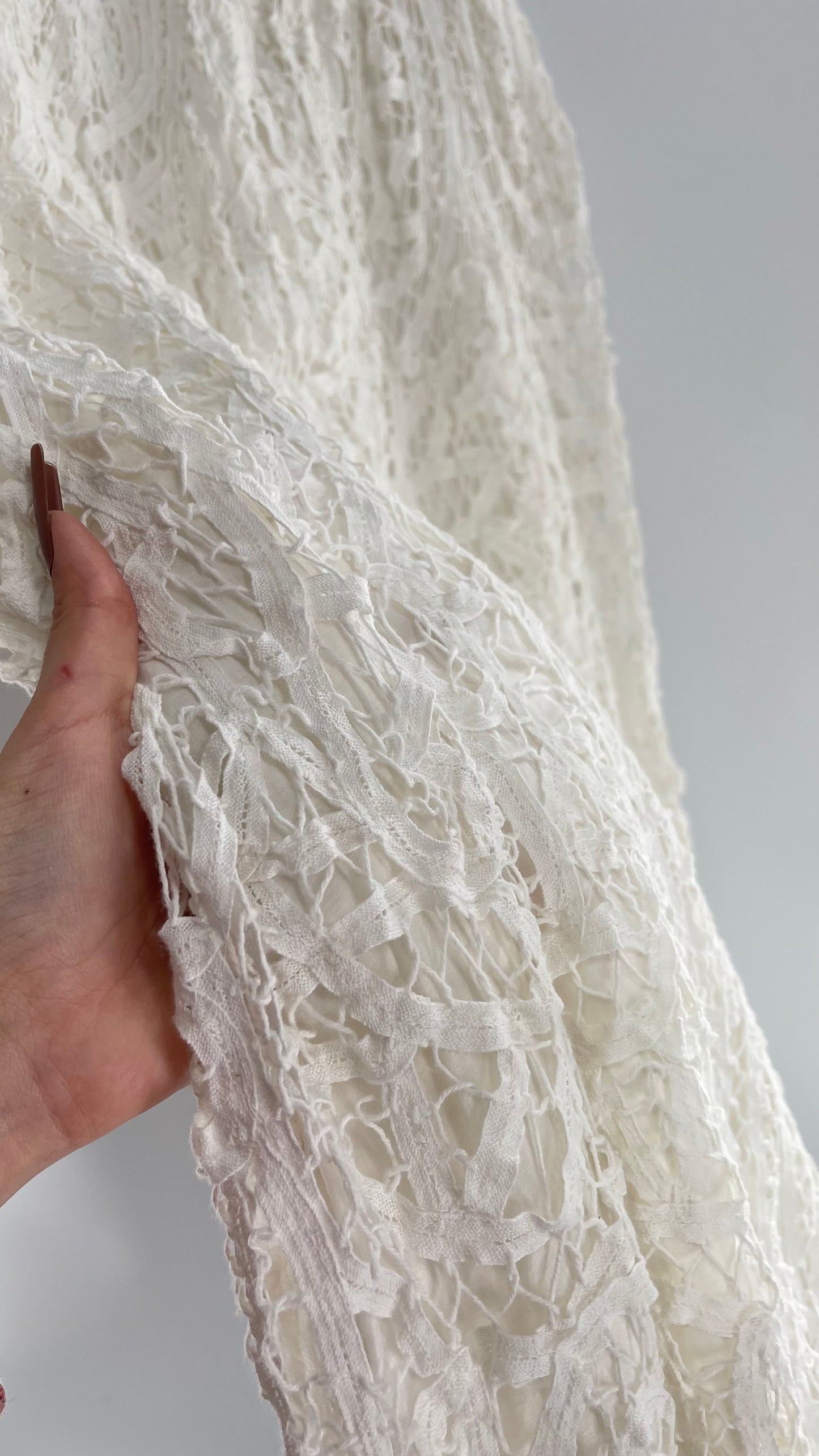Free People White Lace Full Length Skirt (XS)