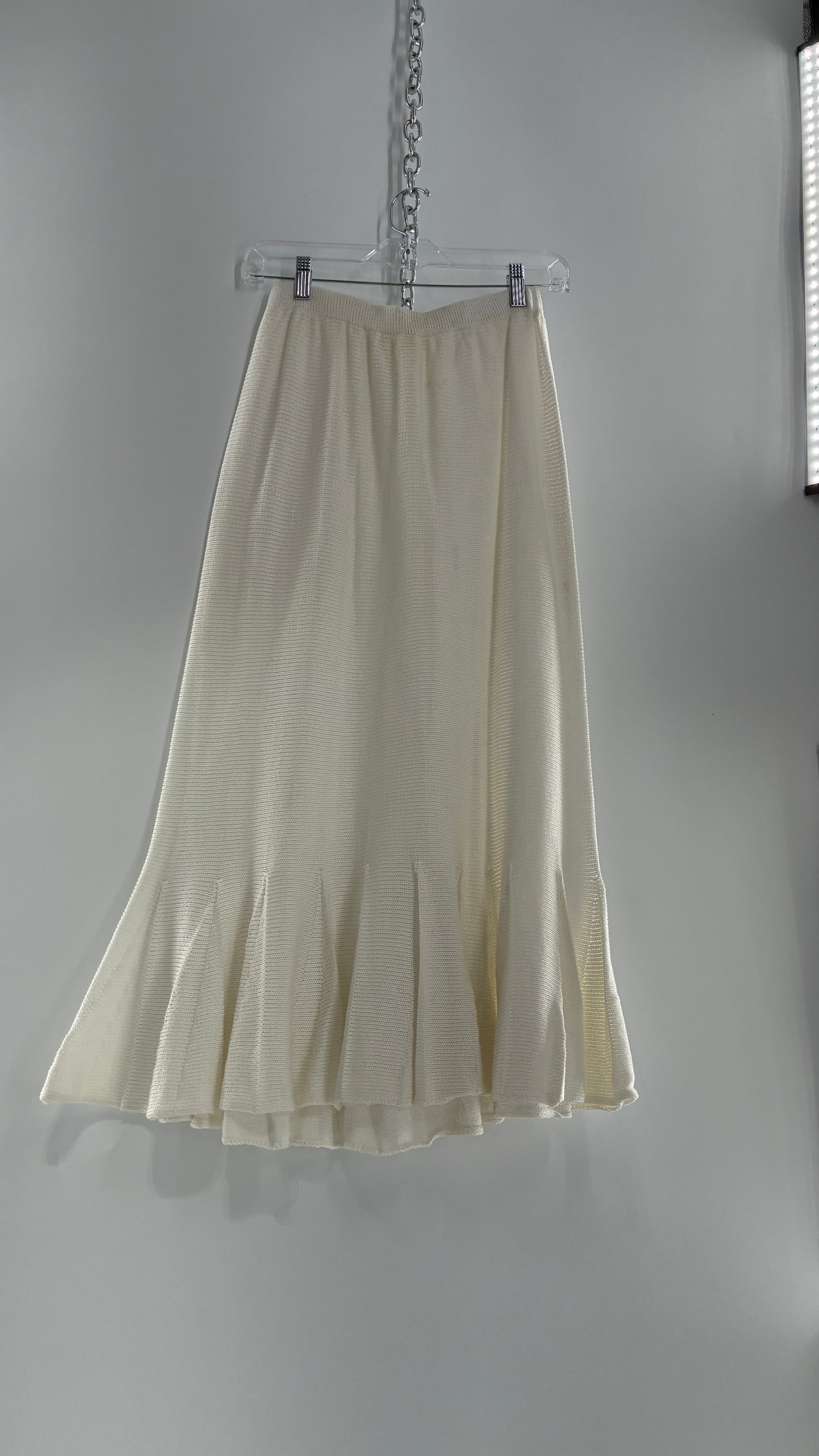 Vintage MARY JANE MARCASIANO White Knit 100% Cotton Made in NY Mermaid Style Skirt (Medium)
