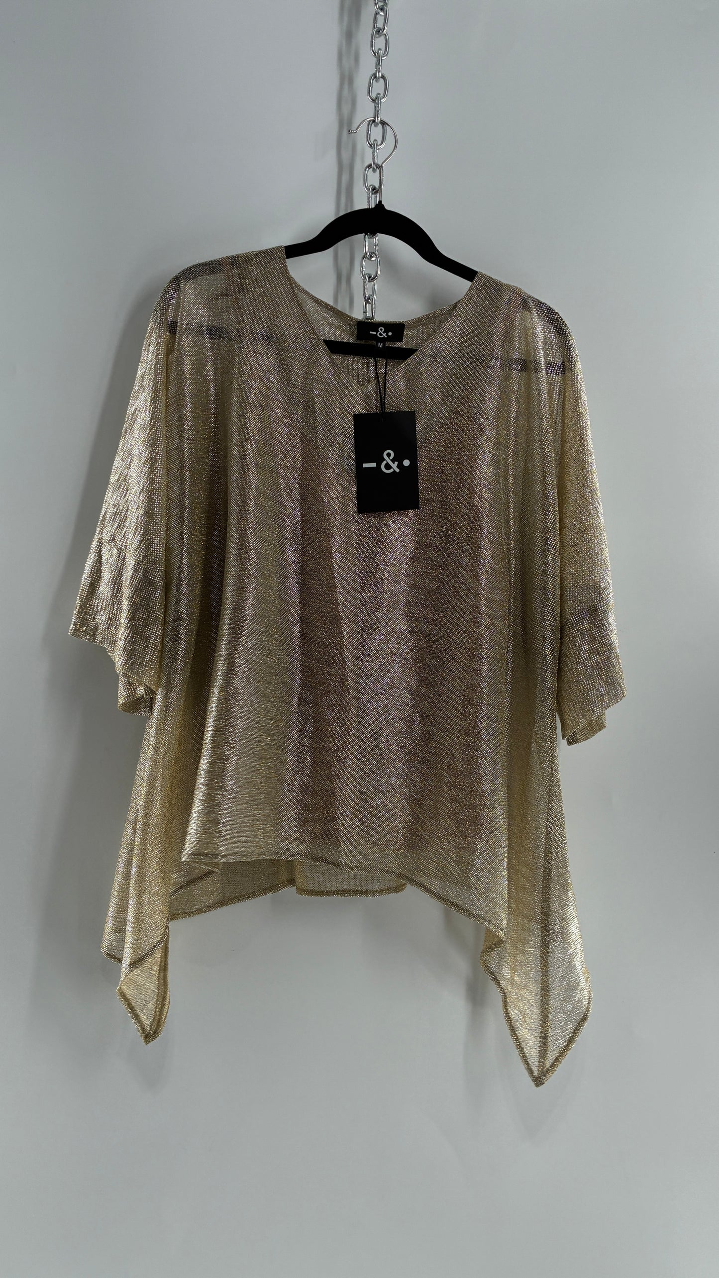 DASH & DOT Gold and Silver Metallic Shimmer Boxy Top with Tags Attached (Medium)