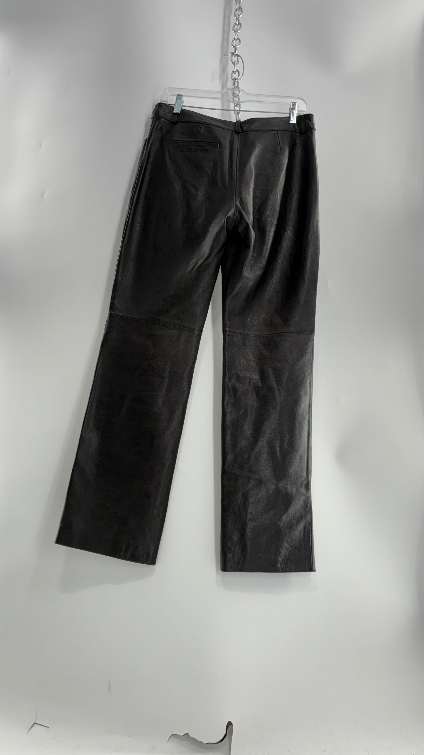 Vintage INC Black Soft Genuine Leather Side Closure Pants (6)