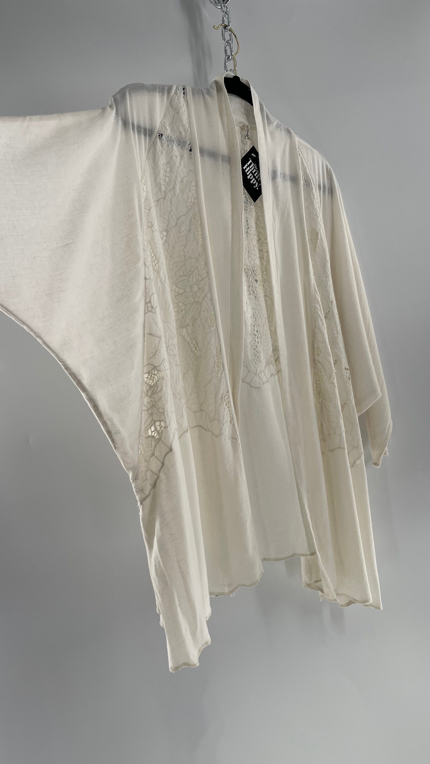 Intimately Free People Linen/Cotton White Cape with Embroidery Design (Medium)
