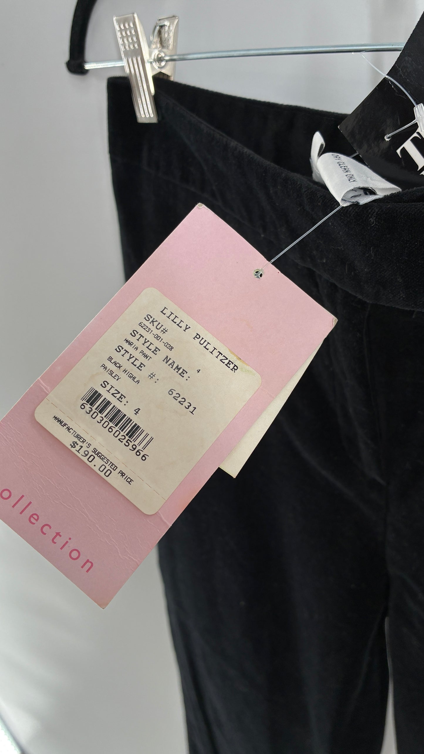 Deadstock Vintage 2000s Lilly Pulitzer Black Velvet Embossed Floral, Side Closure Pants (4)