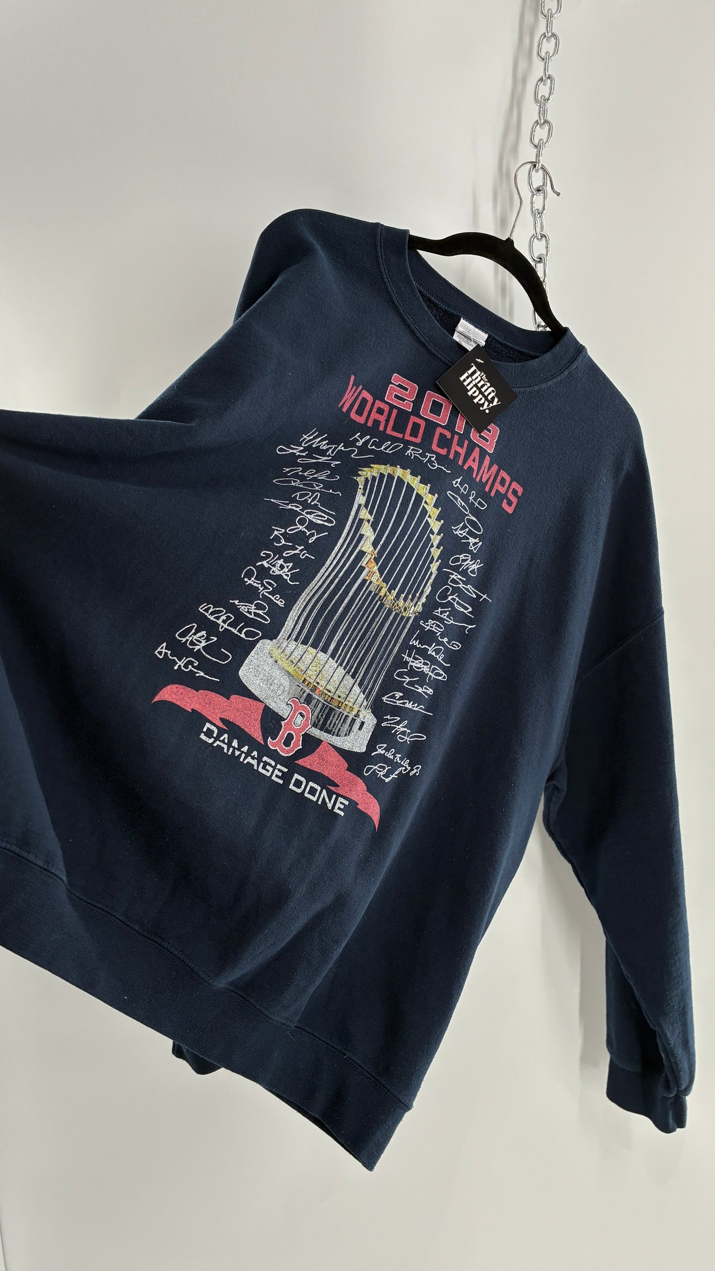 Boston Red Sox World Champs Navy Blue Crewneck Sweater (XXL)