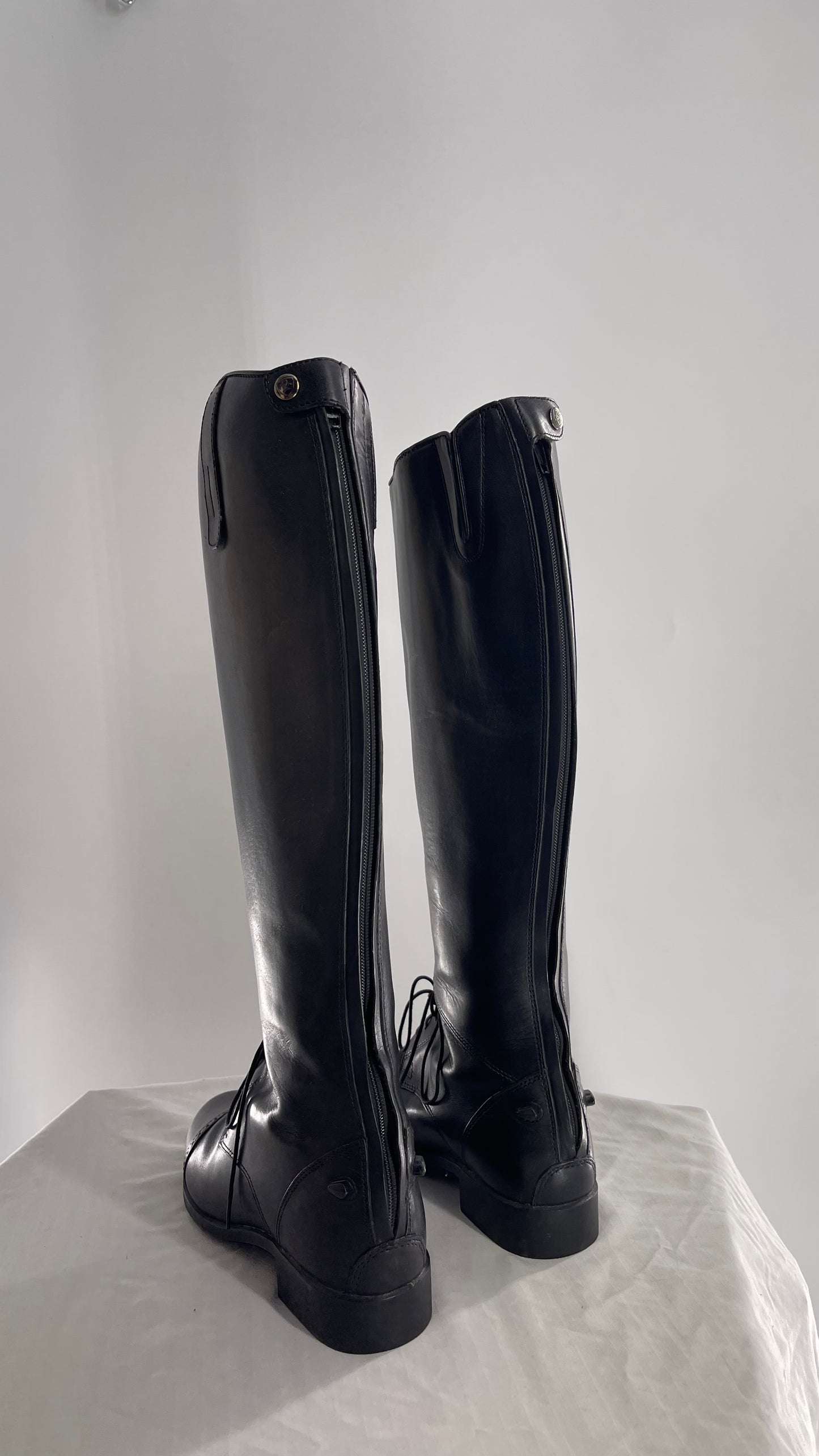 ARIAT Heritage Contour || Black Leather Field Zip Knee High Riding Tall Boots (8)