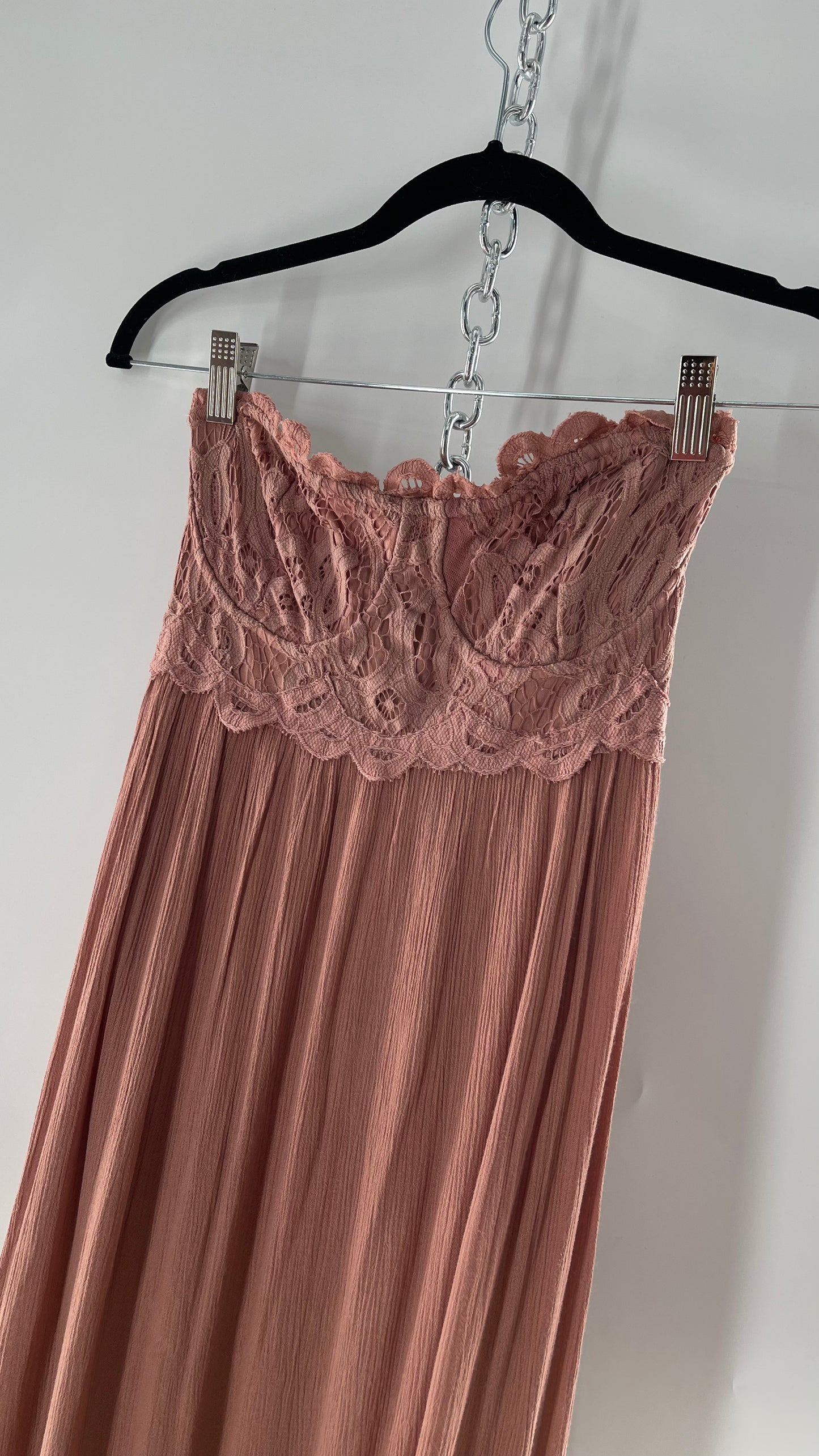 Free People Adella Mauve/Dusty Pink Full Length Maxi Dress (Small)
