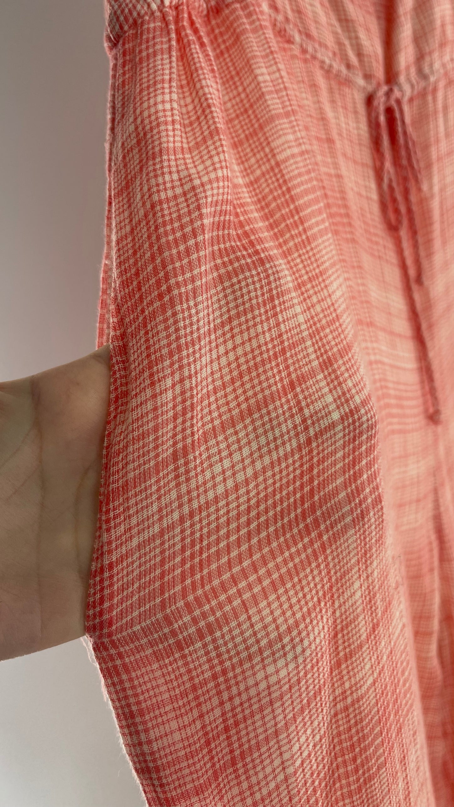 Urban Outfitters Gingham Plaid Red Picnic Jumpsuit (Large)