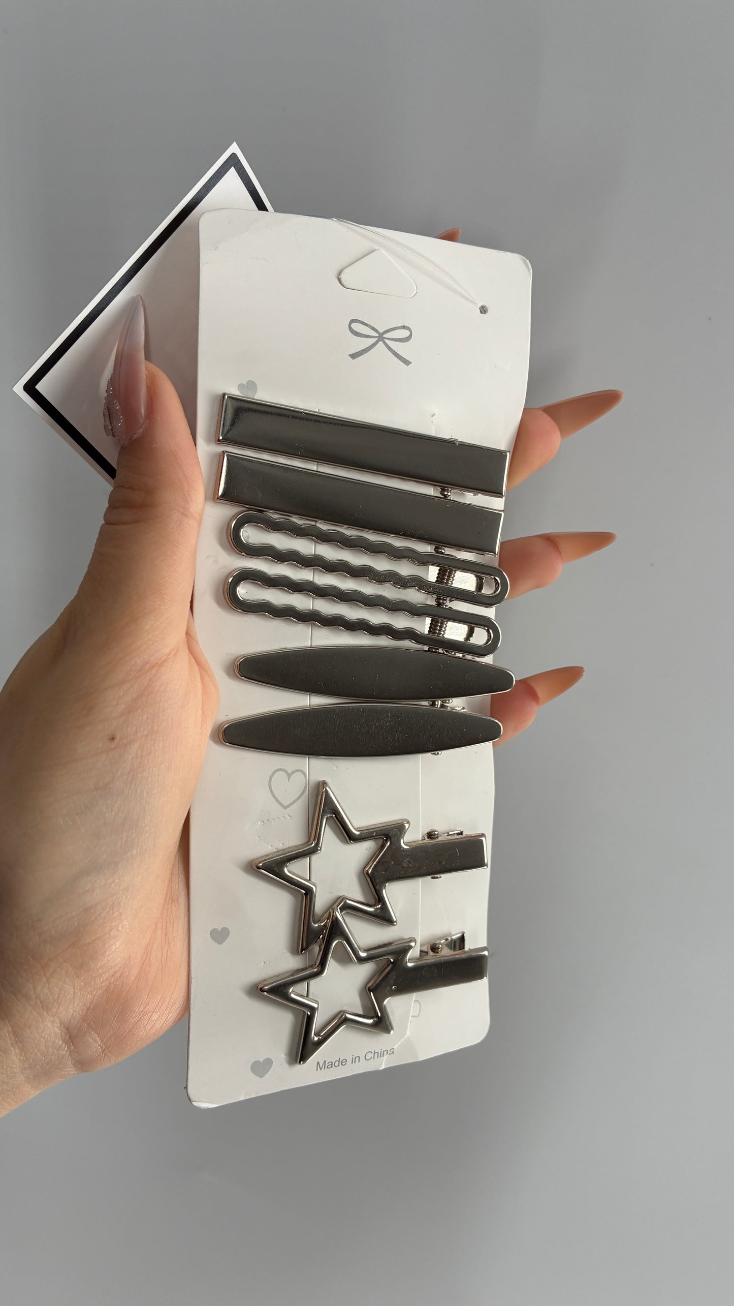 Silver Metal Hair Beret Clip Set