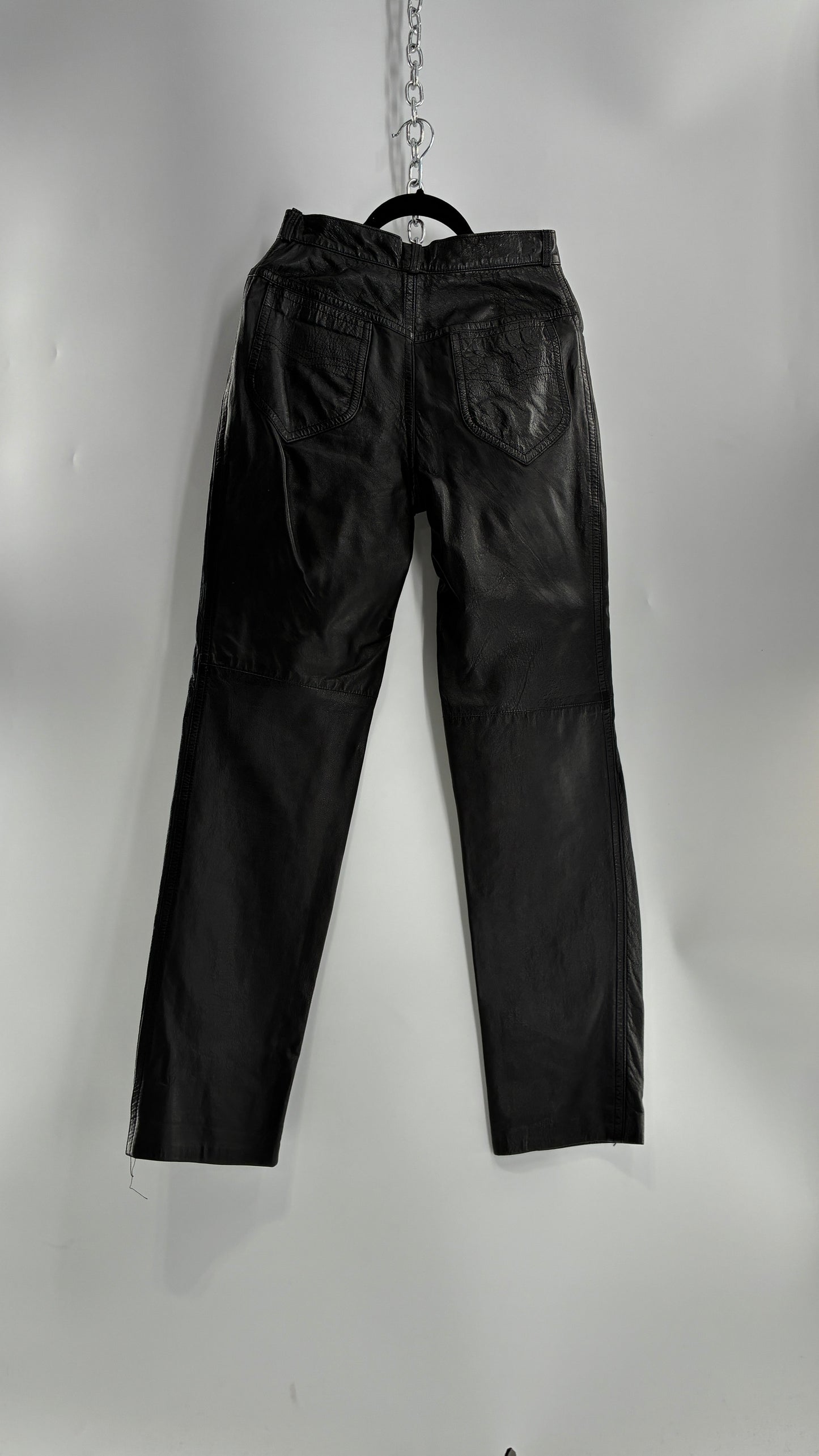 Vintage LILLIE RUBEN High Waisted Black Thin Leather Pants (6)
