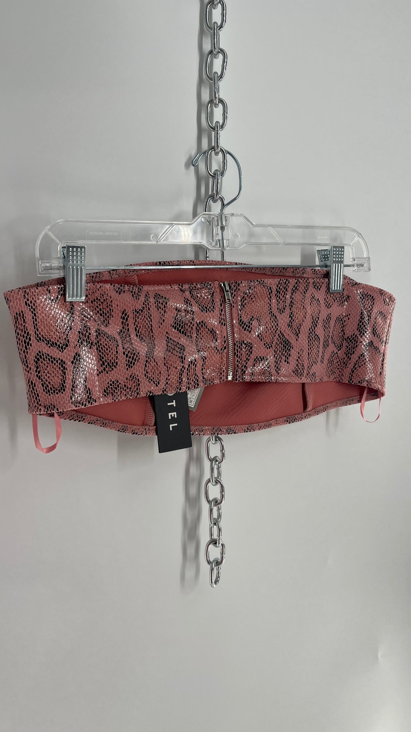 MOTEL Pink Snakeprint Bandeau with Tags Attached (XL)