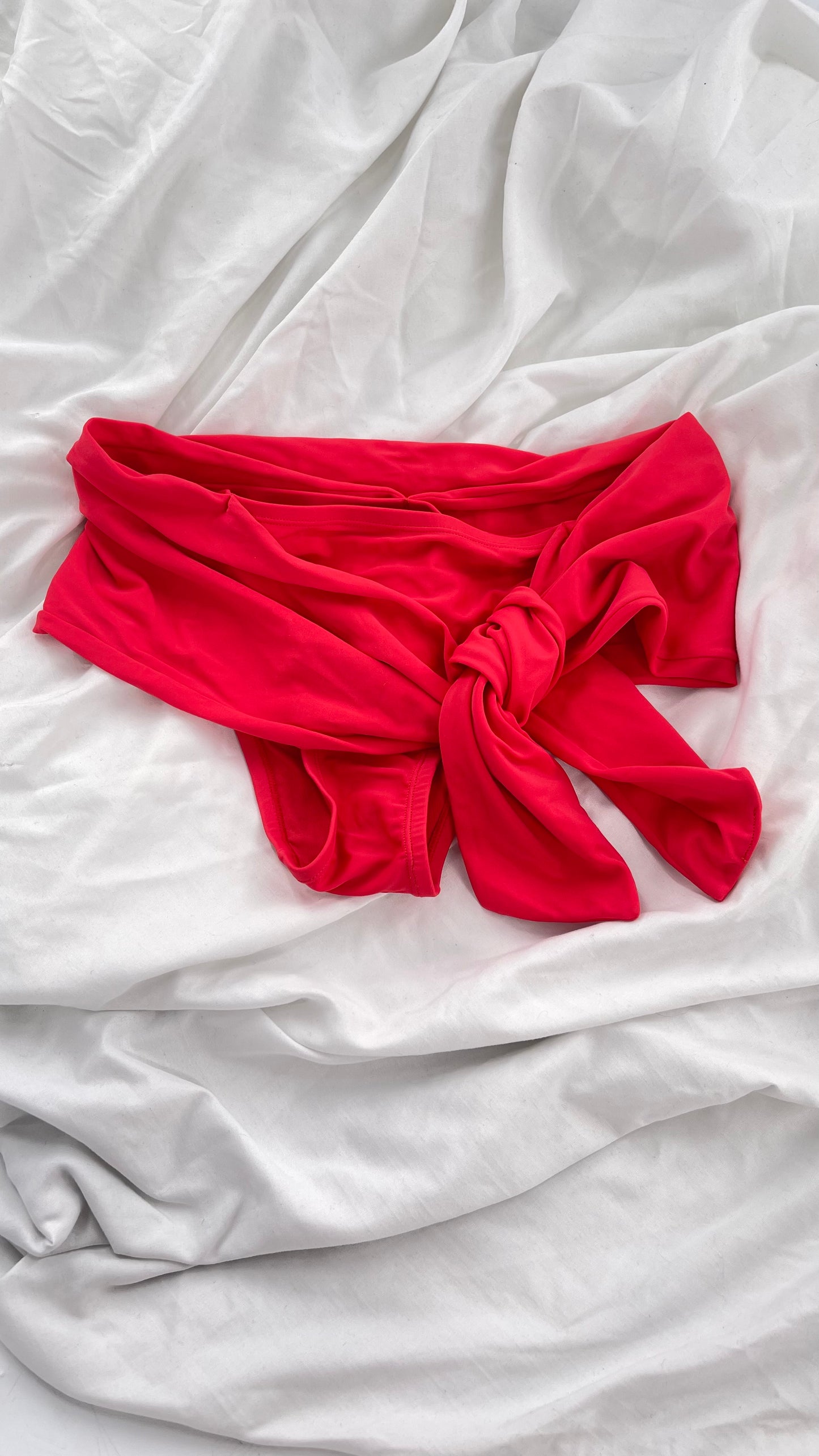 NY Apparel Group Sample Fold Over Side Tie Neon Coral Swim (Small)